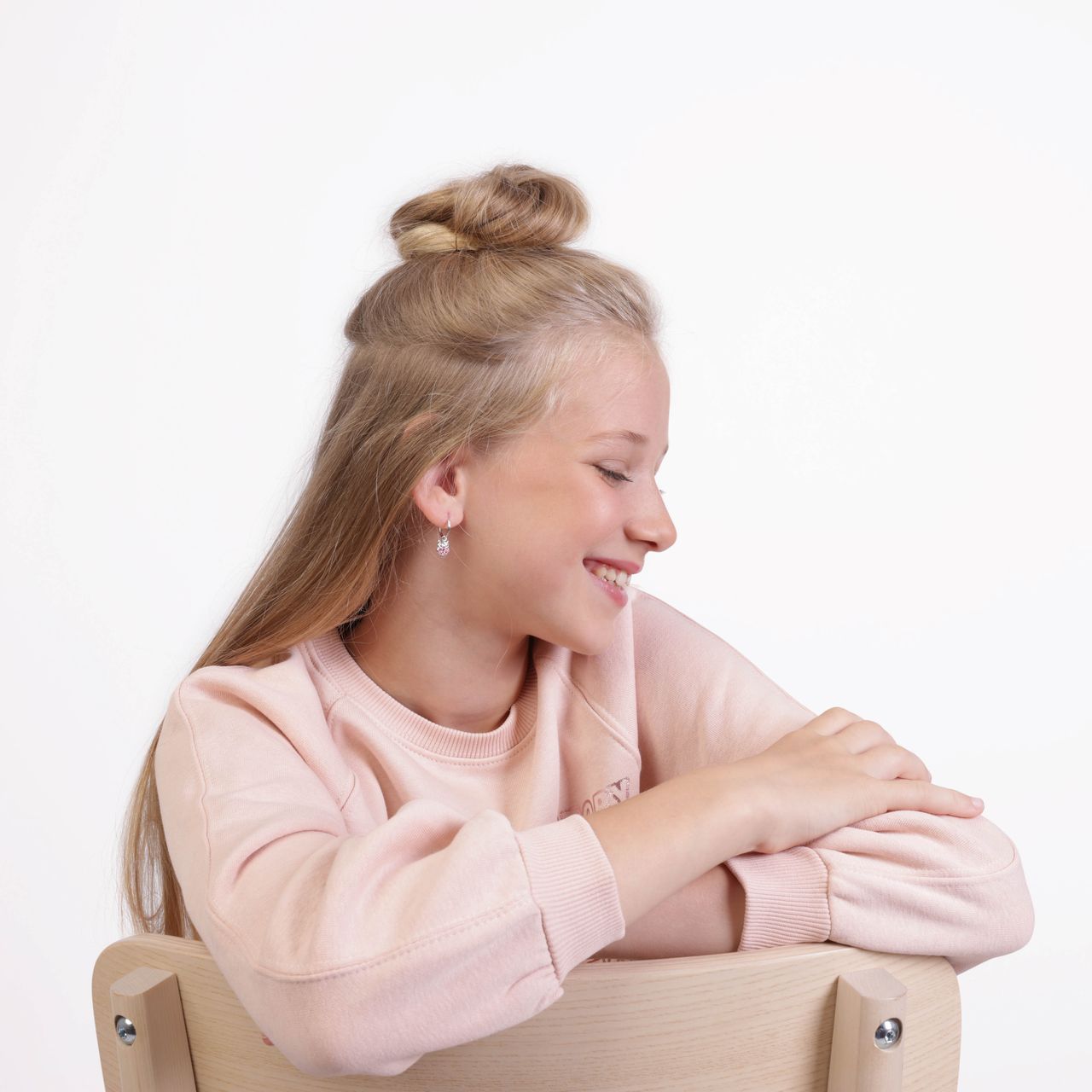 Zilveren kinderoorbellen hanger uil kristal