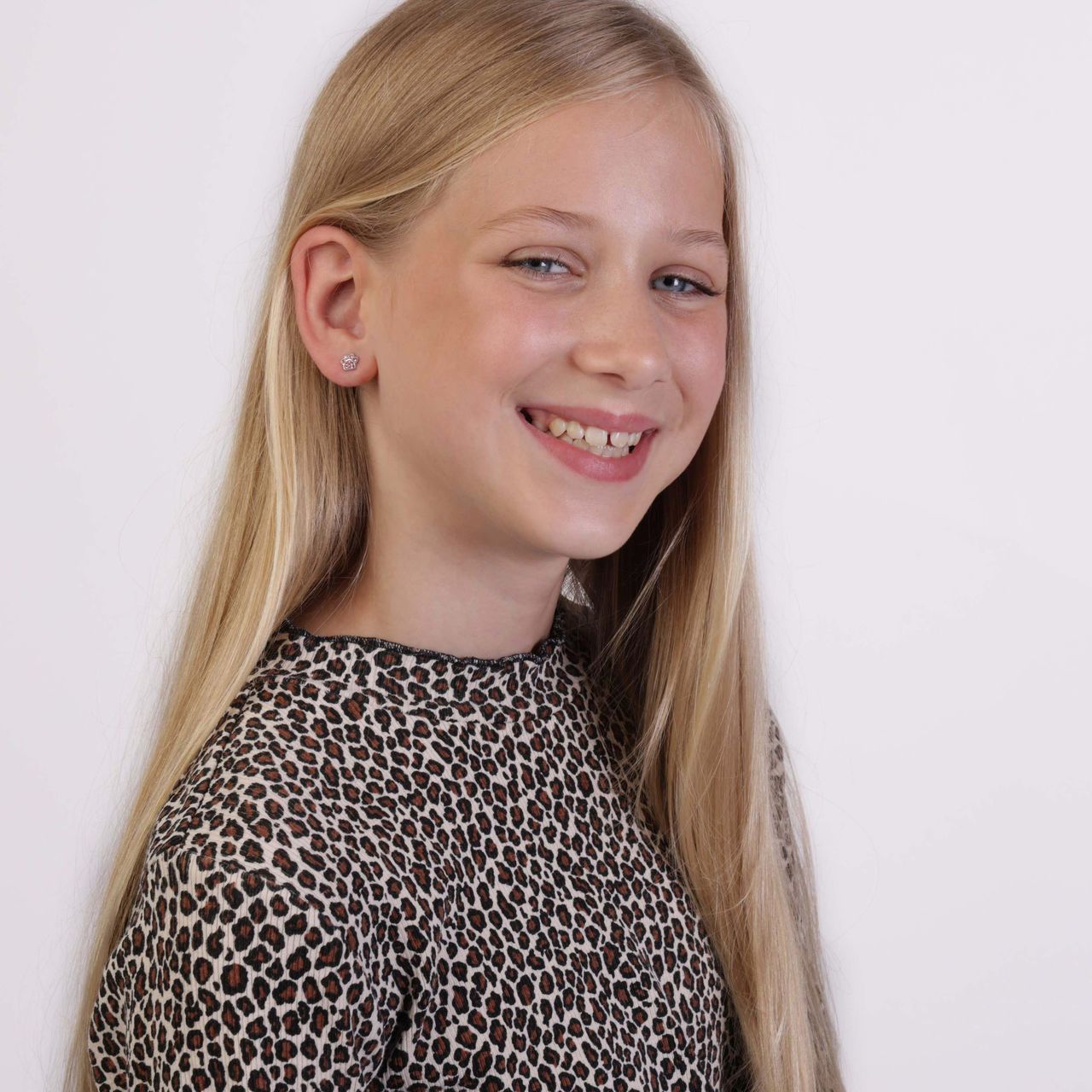 Kinderohrringe, 925 Silber, Hundepfote, Kristall in Rosa