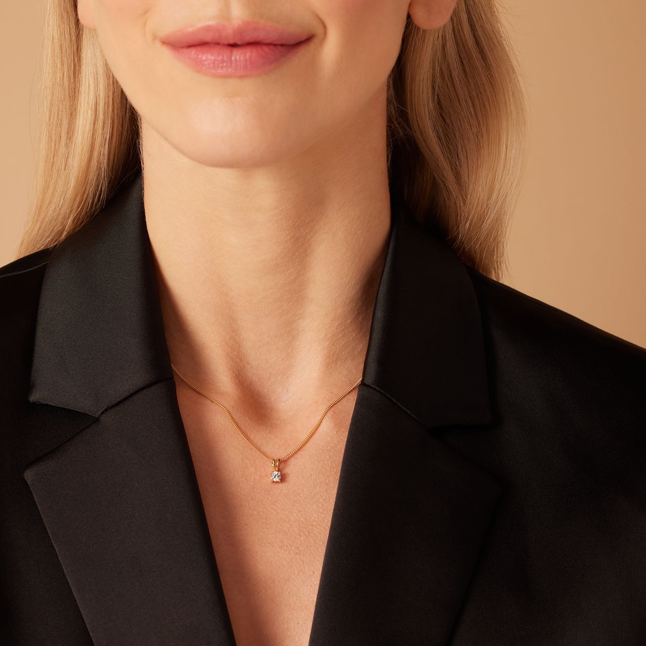 Zilveren goldplated ketting met hanger met zirkonia voor dames