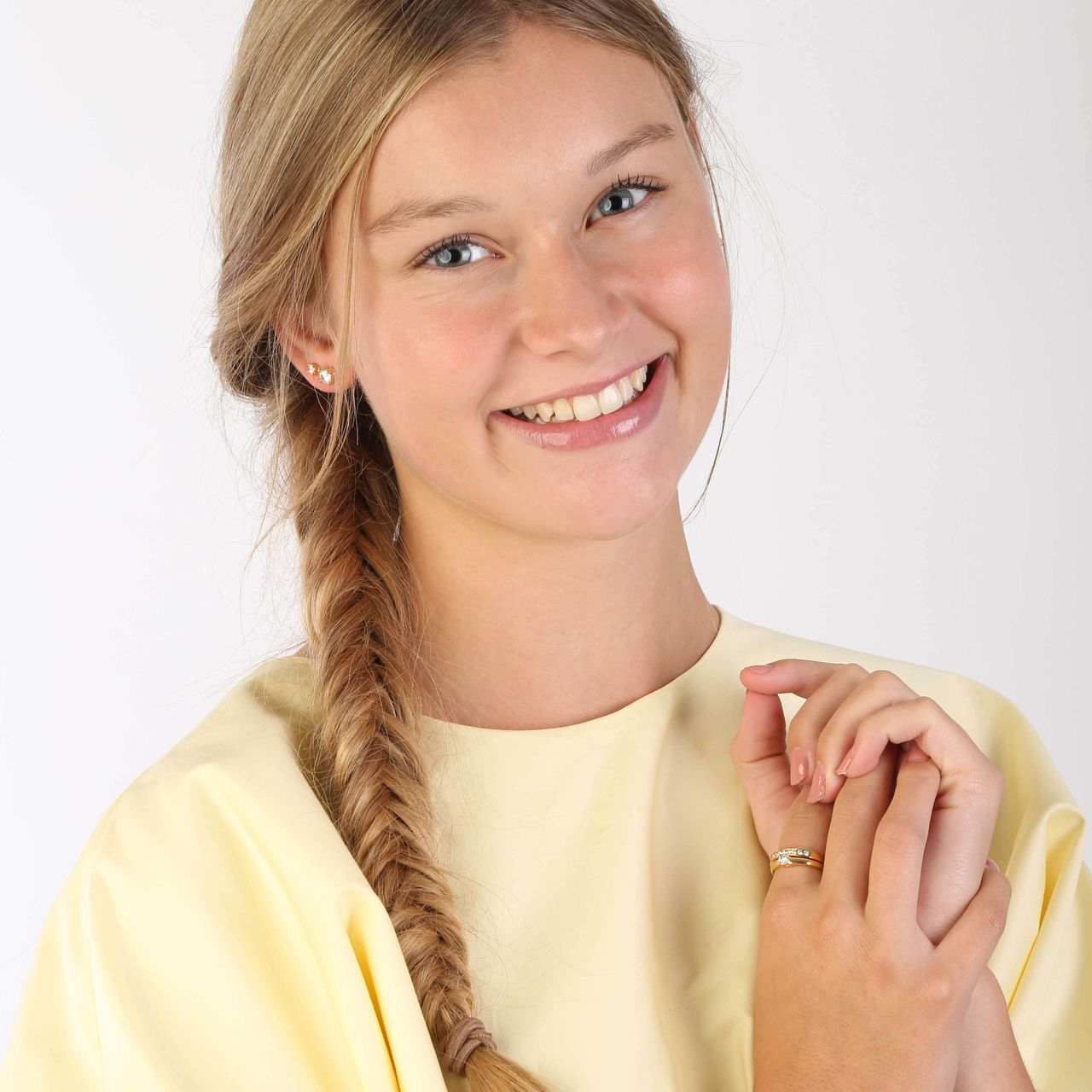 Zilveren goldplated oorknoppen met zirkonia voor dames