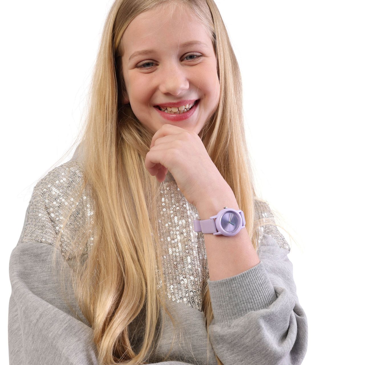 Q&Q Armbanduhr für Mädchen in Schmuckkästchen, lila