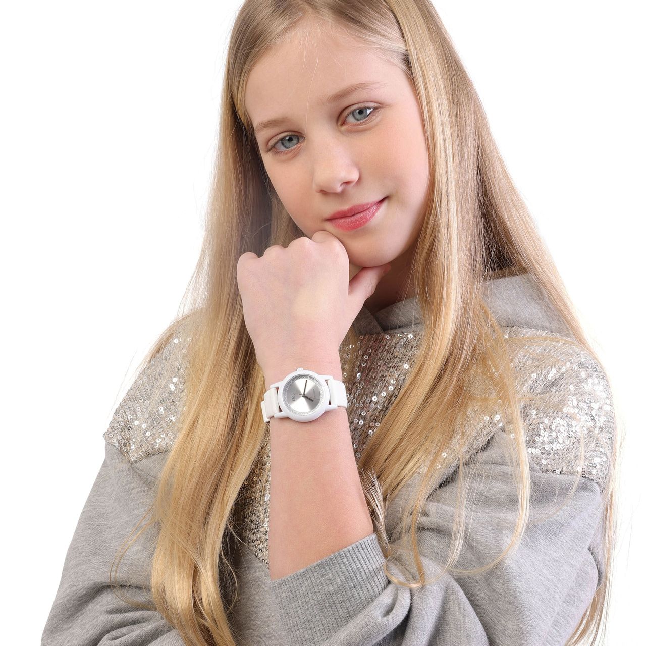 Q&Q Armbanduhr für Mädchen in Schmuckkästchen, weiß