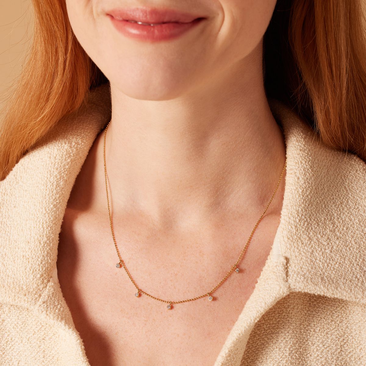 Stalen goldplated ketting met hanger met zirkonia voor dames