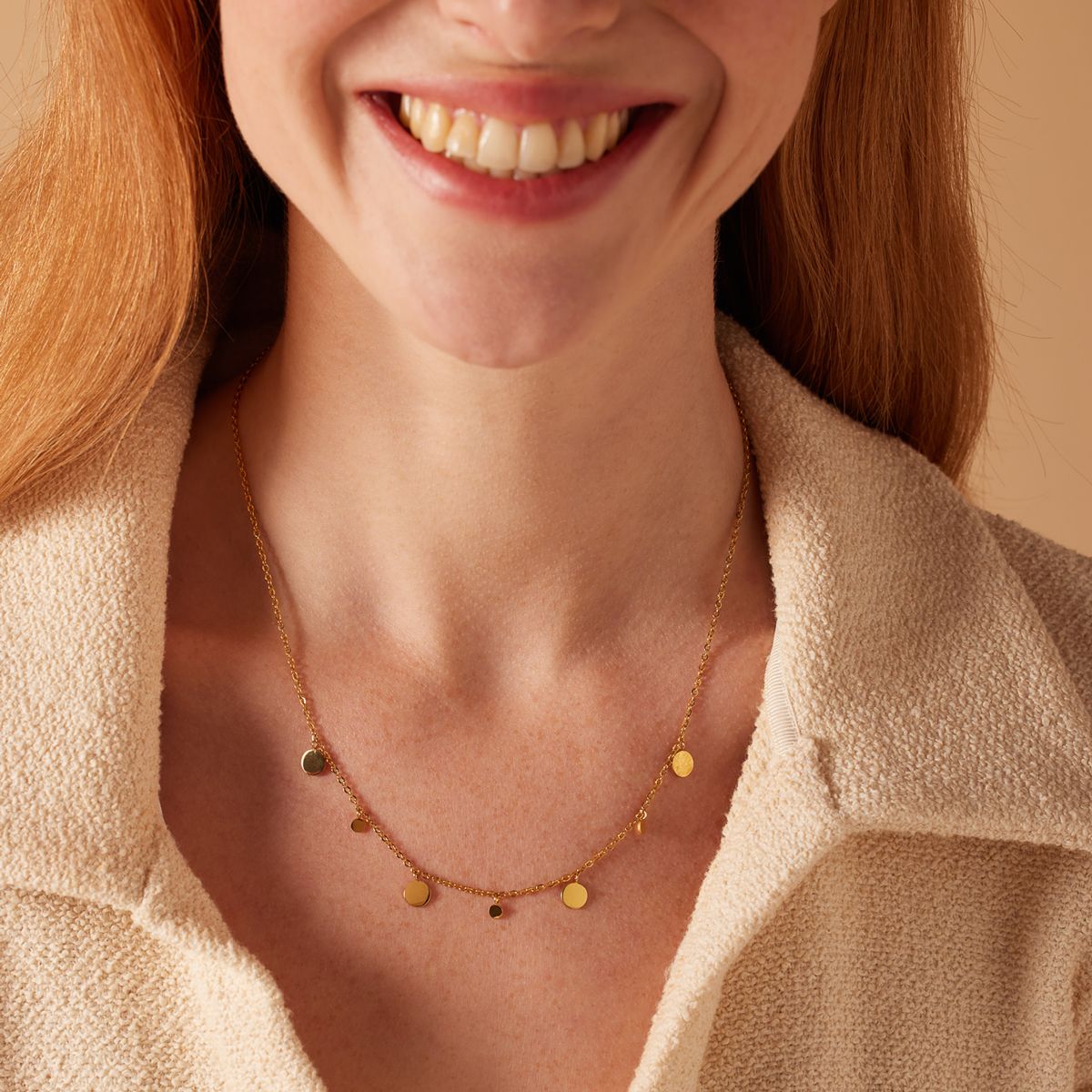 Stalen goldplated ketting met hanger voor dames