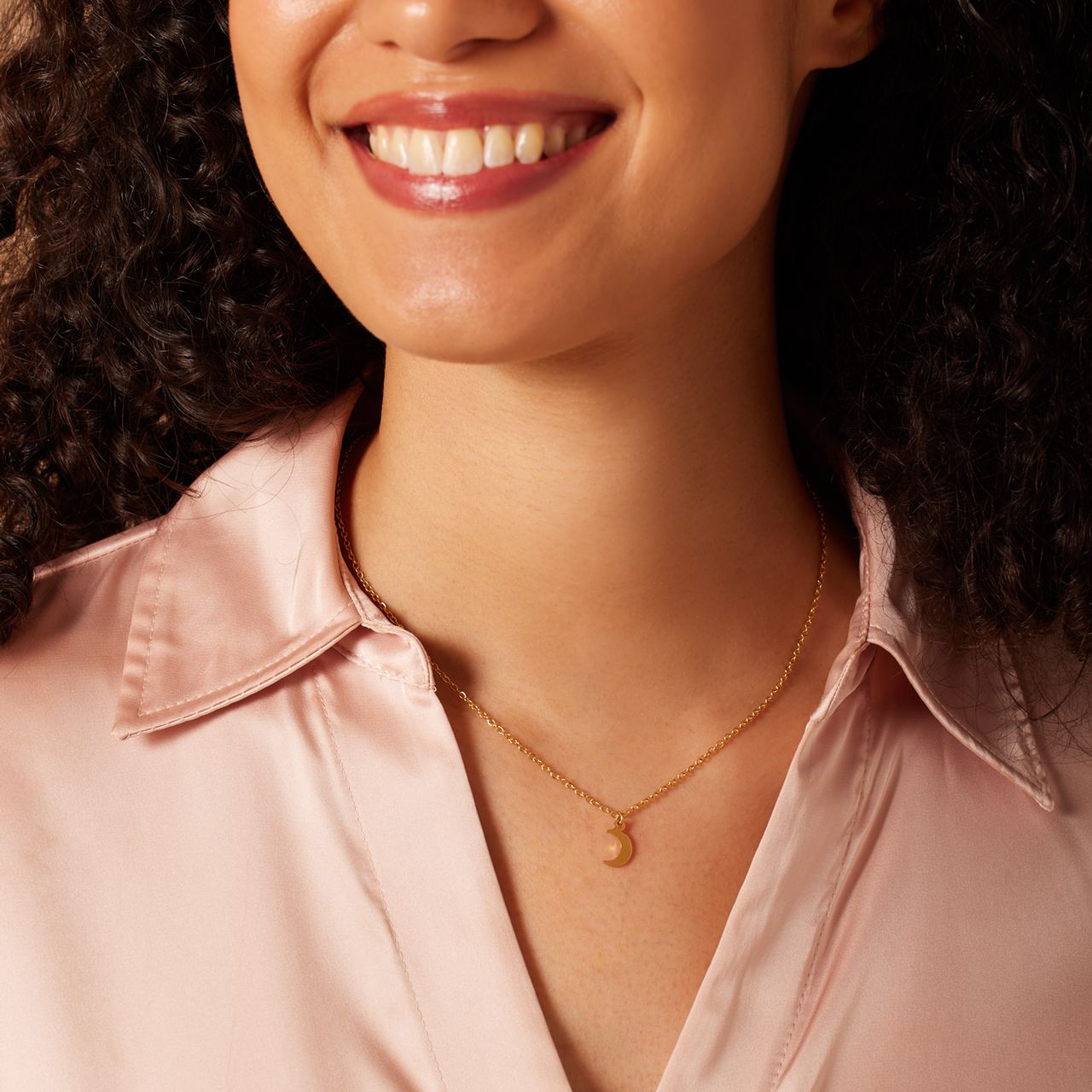 Stalen goldplated ketting met hanger voor dames