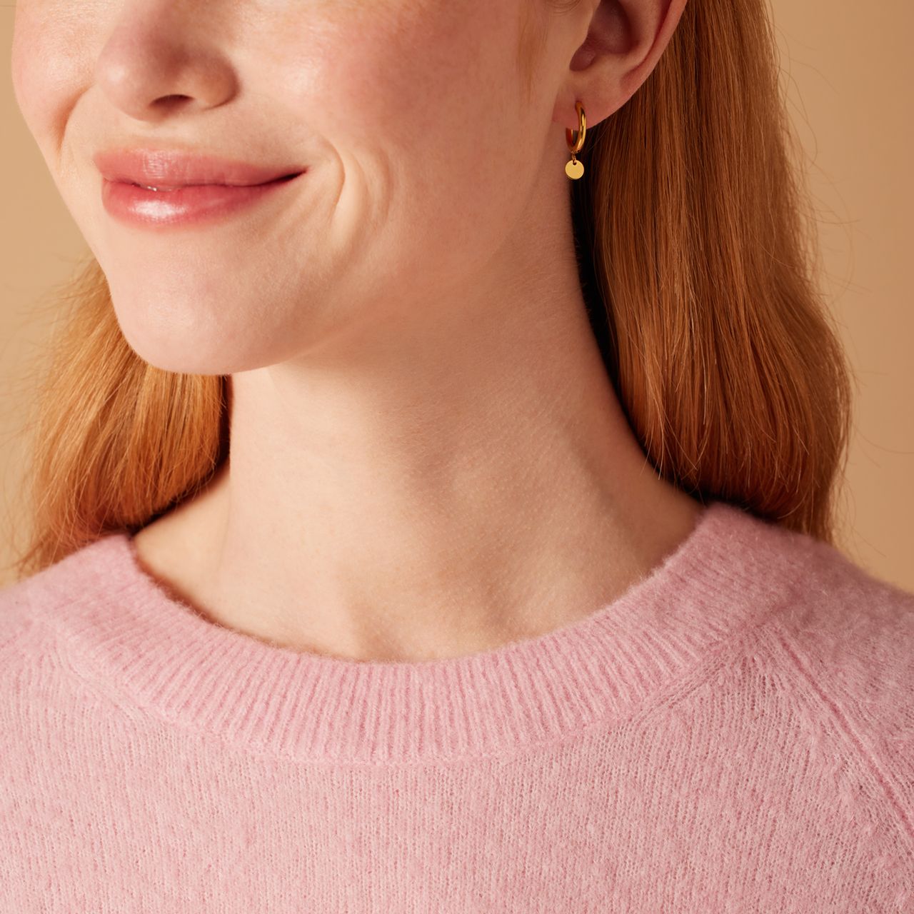 Stalen goldplated oorringen met hanger voor dames