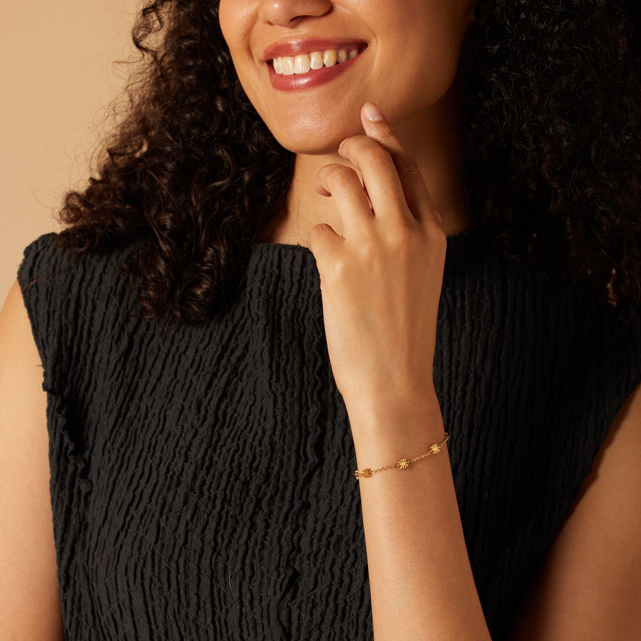 Stainless steel goldplated fantasiearmband met hanger voor dames