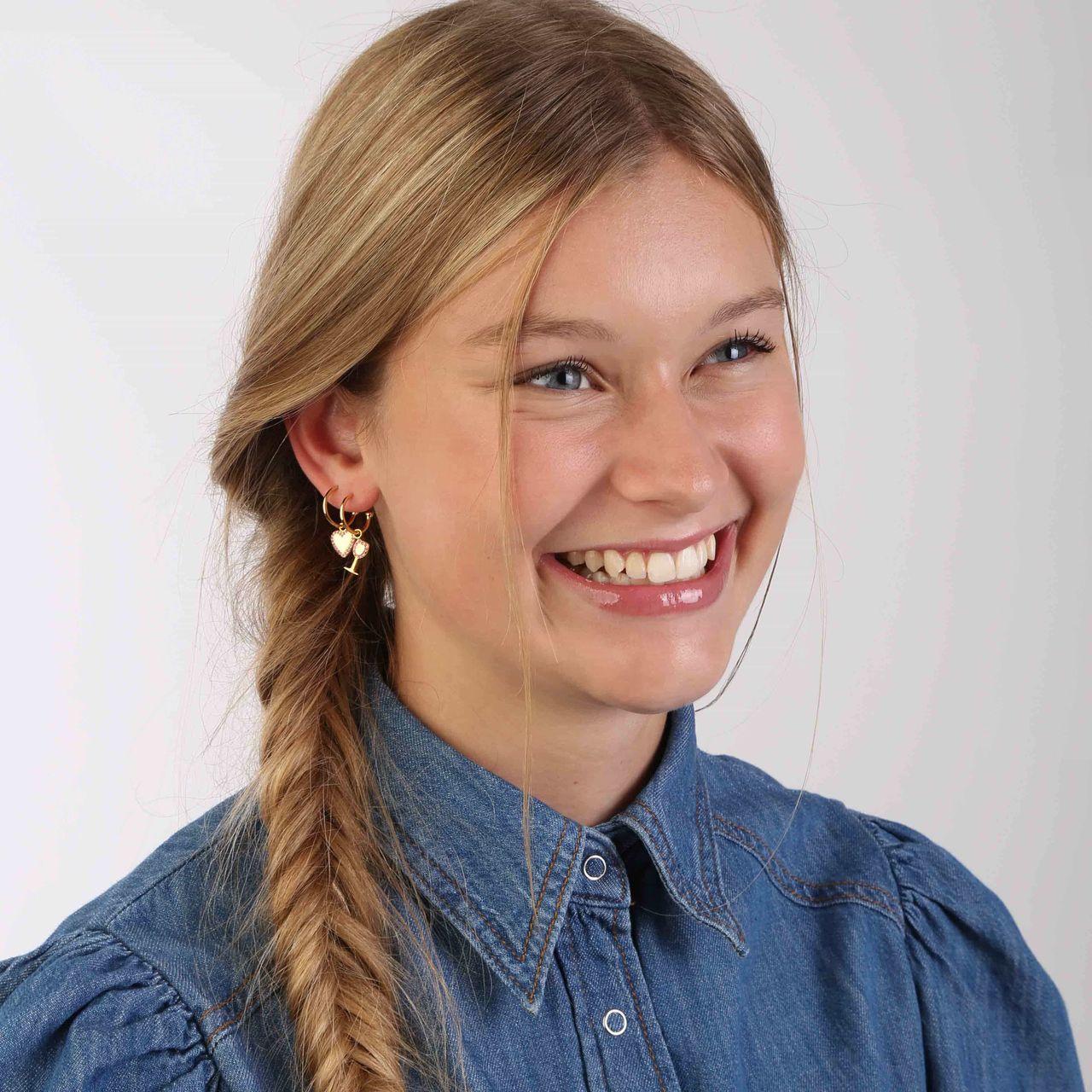 Ohrringanhänger, 925 Silber, vergoldet, Herz, Zirkonia, Mix & Match