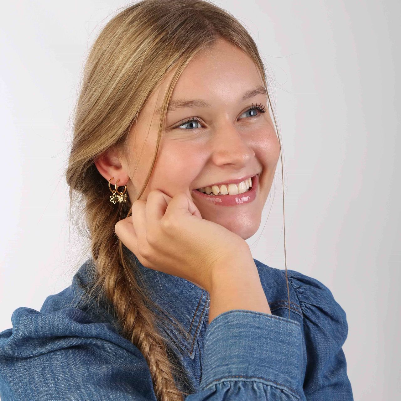 Zilveren goldplated oorbelhangers met zirkonia voor dames