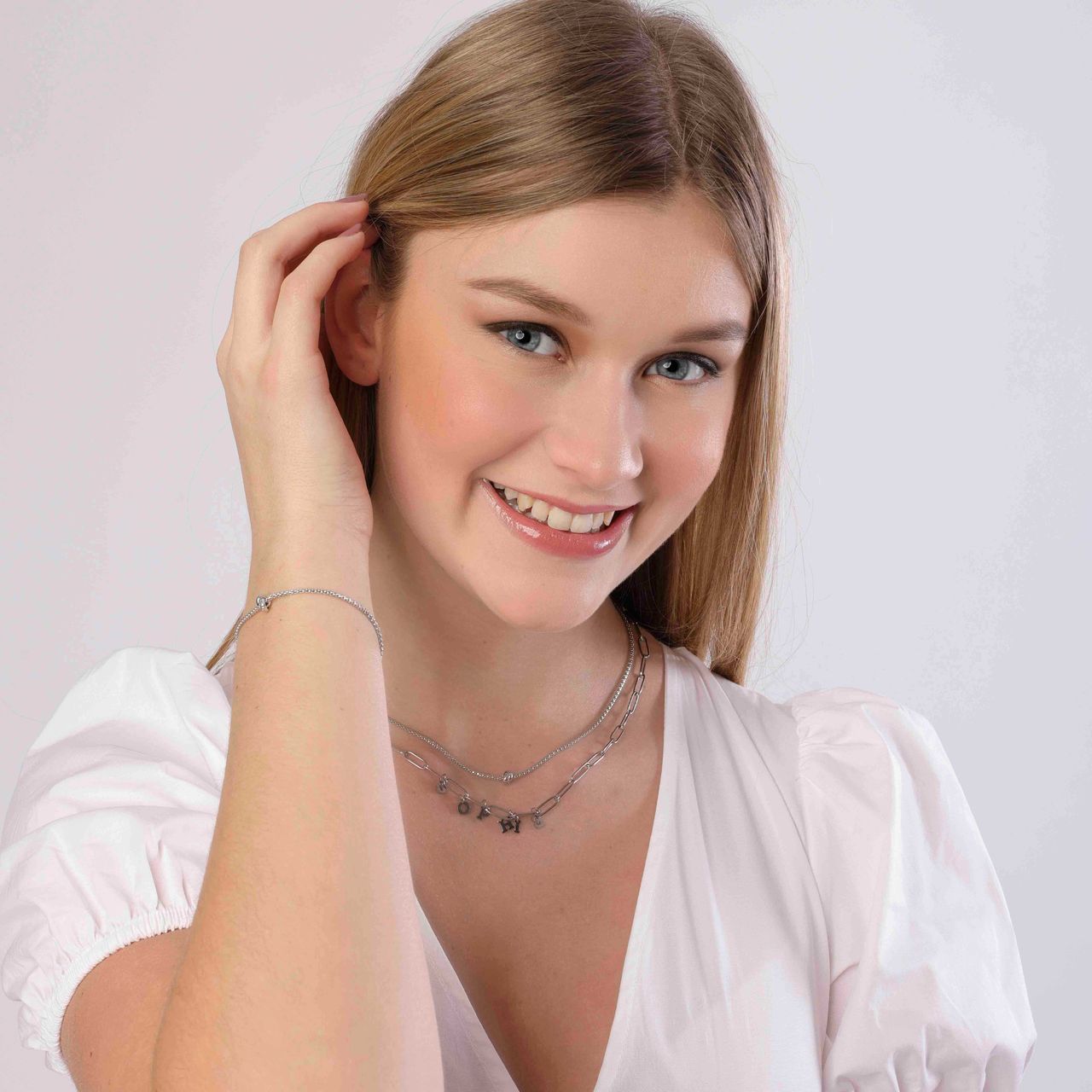 Gerecycled zilveren ketting popcorn met knoop