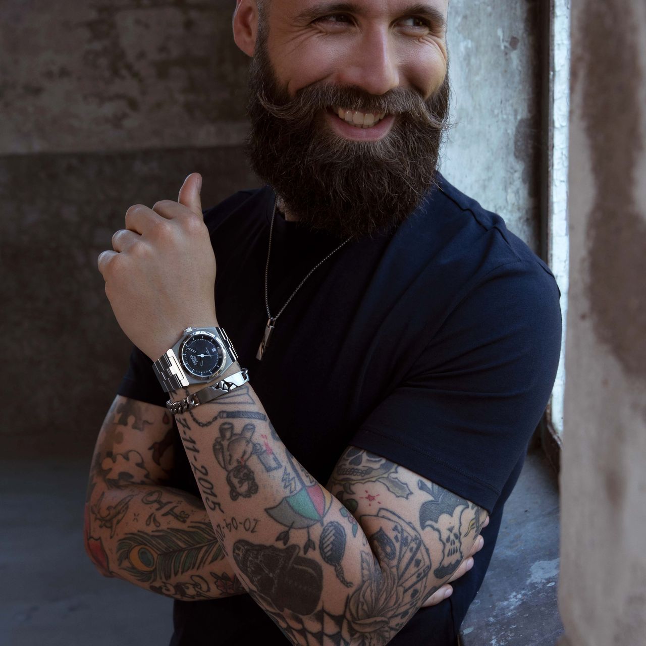 Gerecycled stainless steel herenketting met hanger plaat