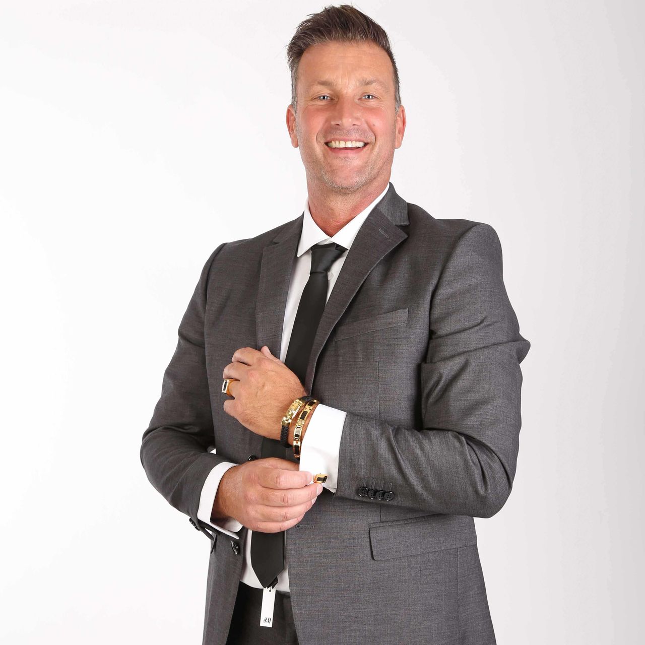 Gerecycleerd stalen goldplated manchetknopen met zwart detail