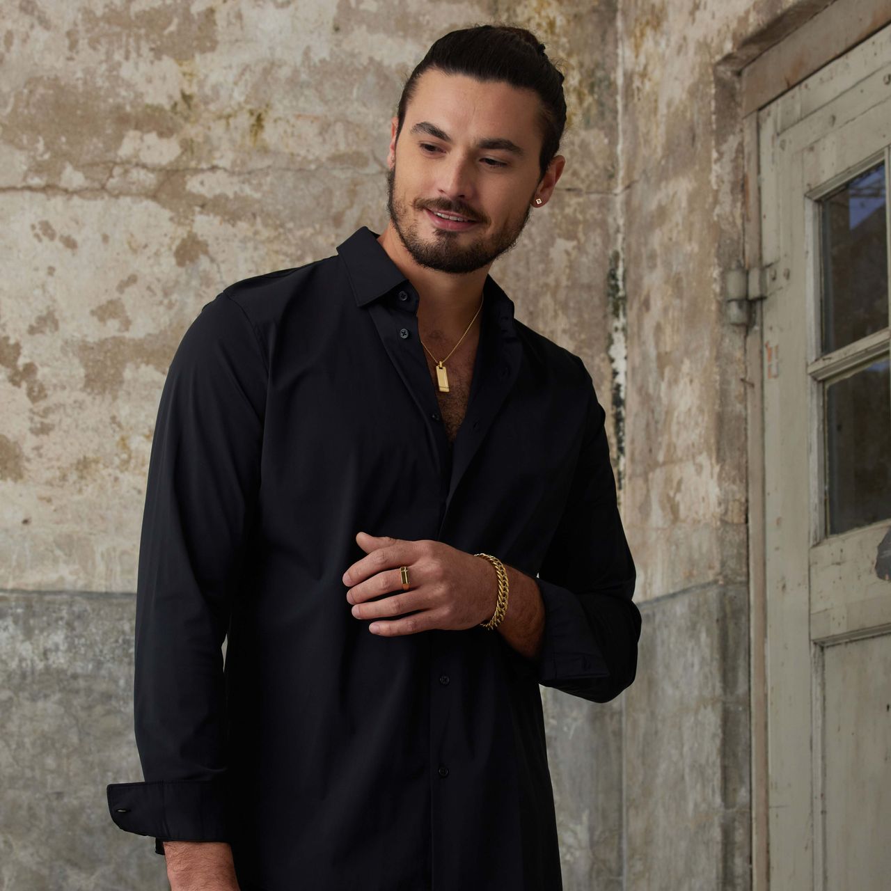 Stainless steel goldplated herenoorknoppen met zirkonia