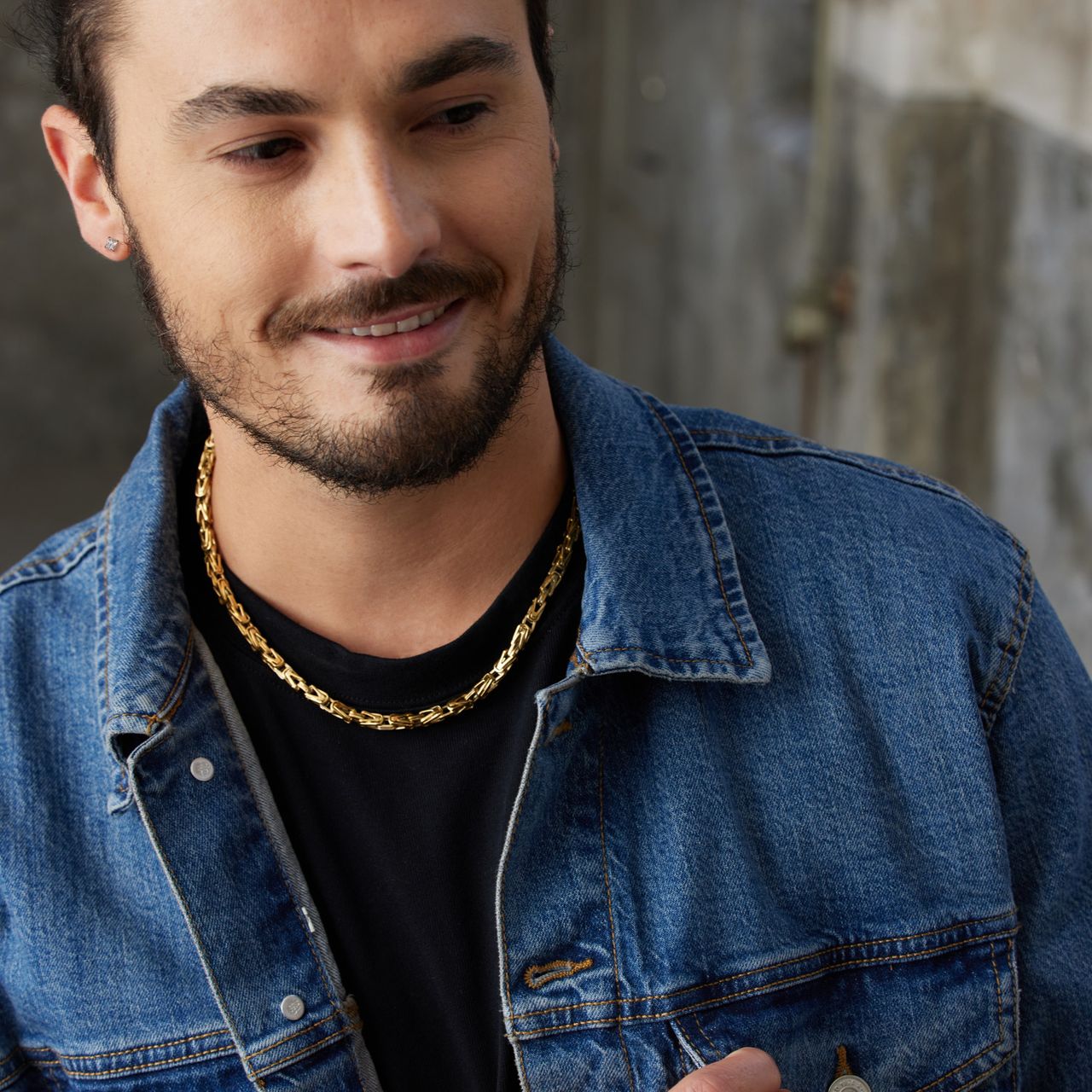 Stainless steel goldplated herenoorknoppen met zirkonia