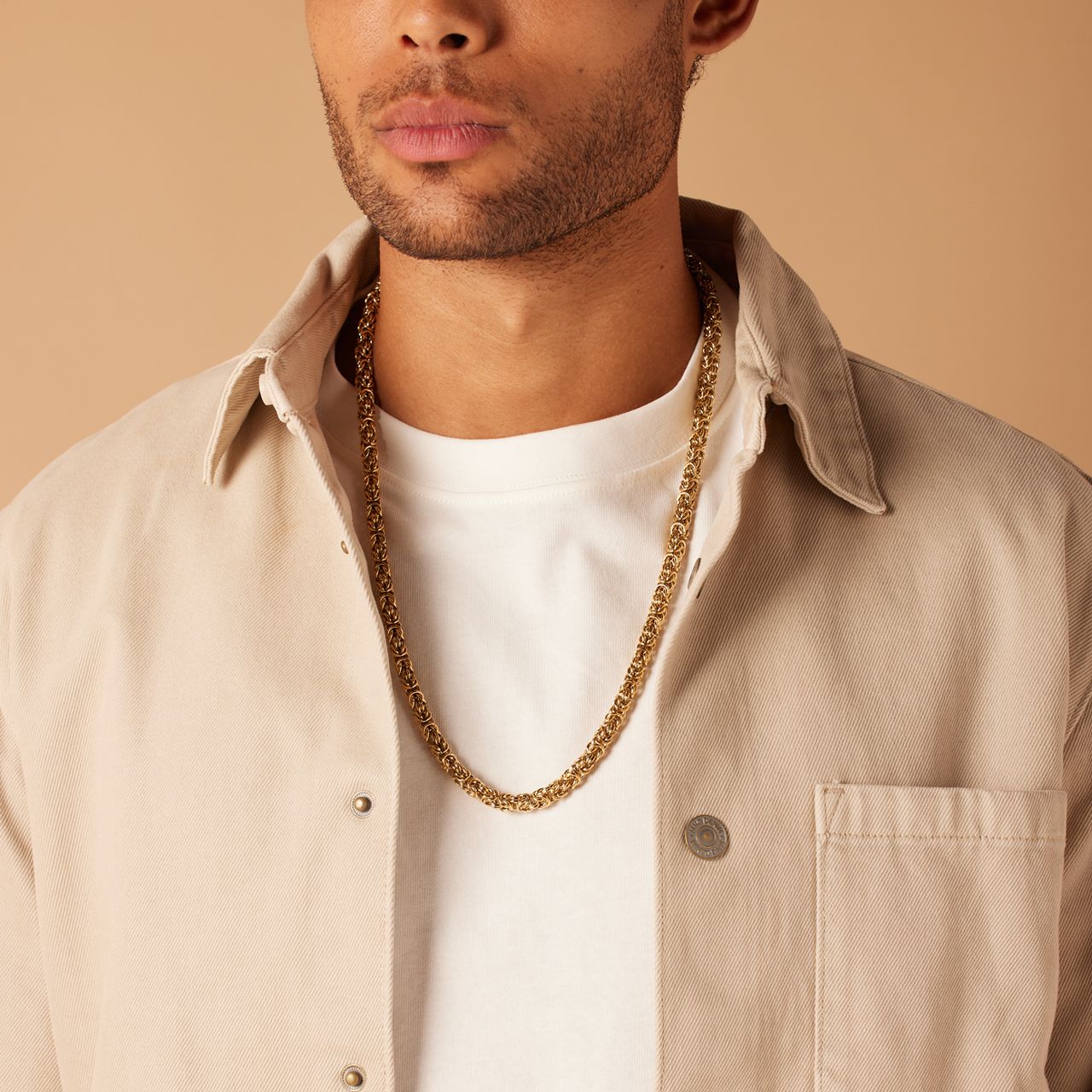 Stainless steel goldplated herenschakelketting