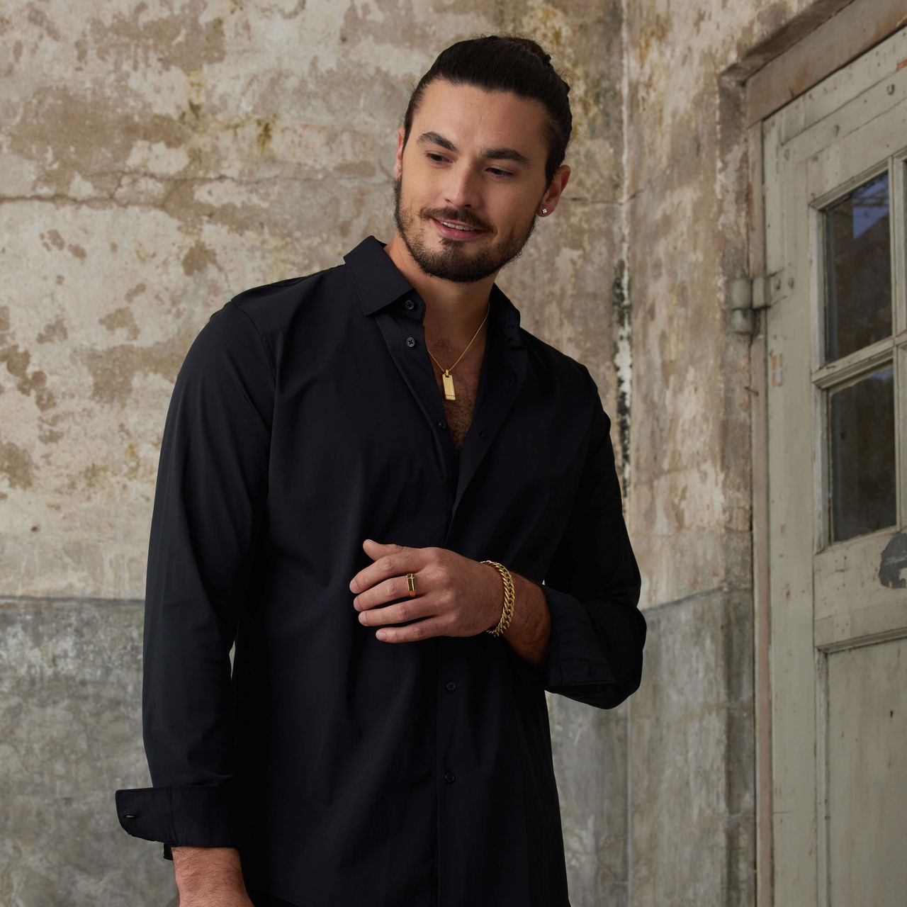 Stainless steel goldplated herenschakelarmband