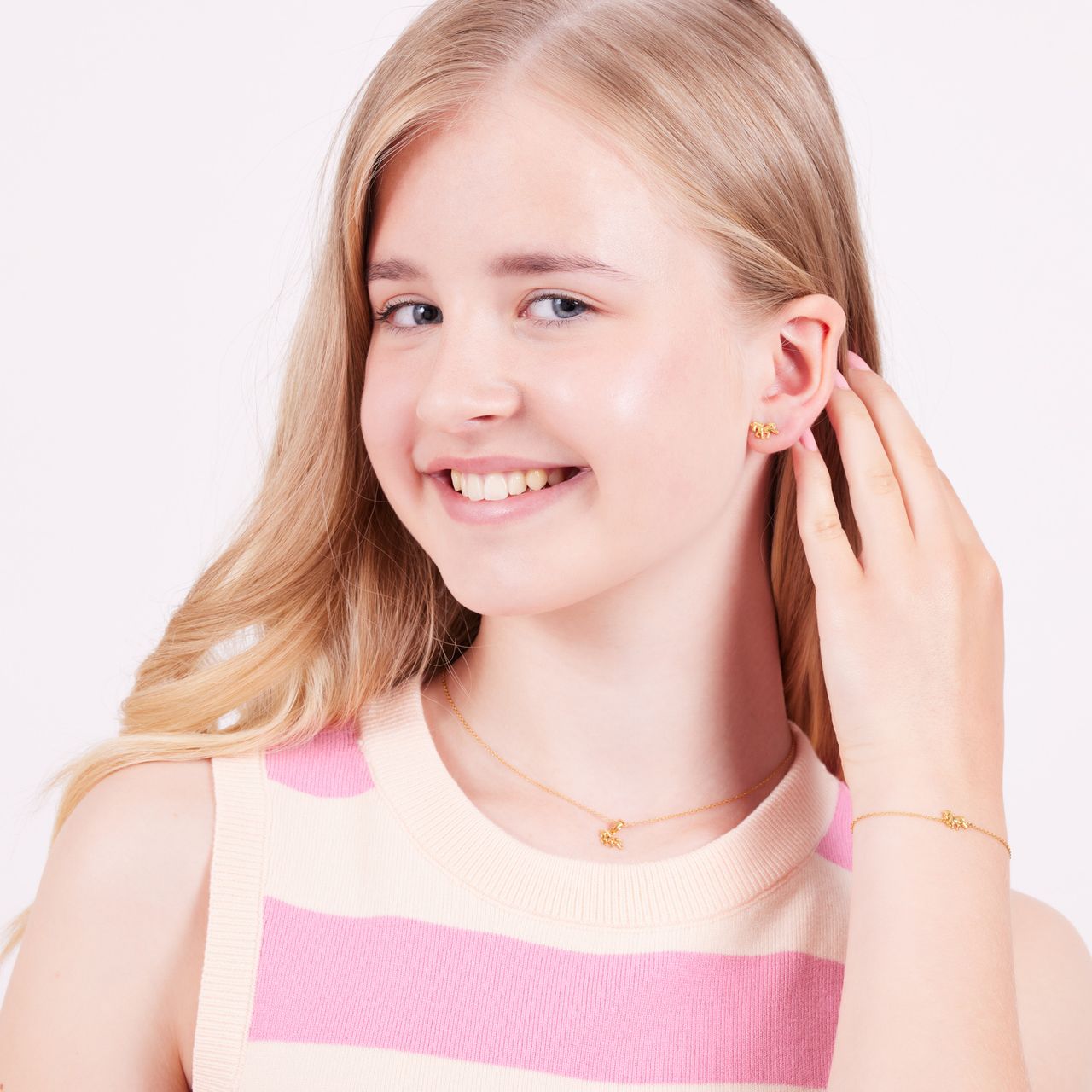 Zilveren goldplated kinderketting met hanger paard