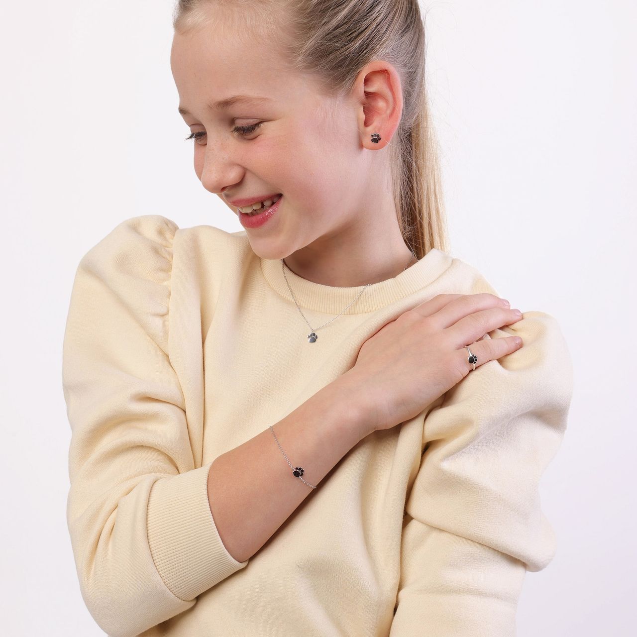 Zilveren kinderarmband met hondenpoot