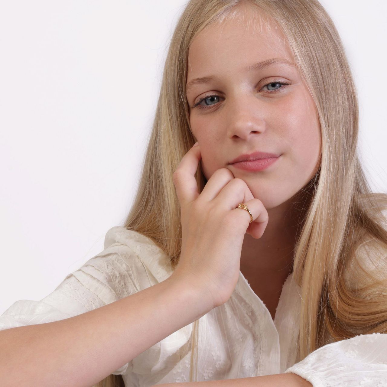Zilveren goldplated kinderring met paard