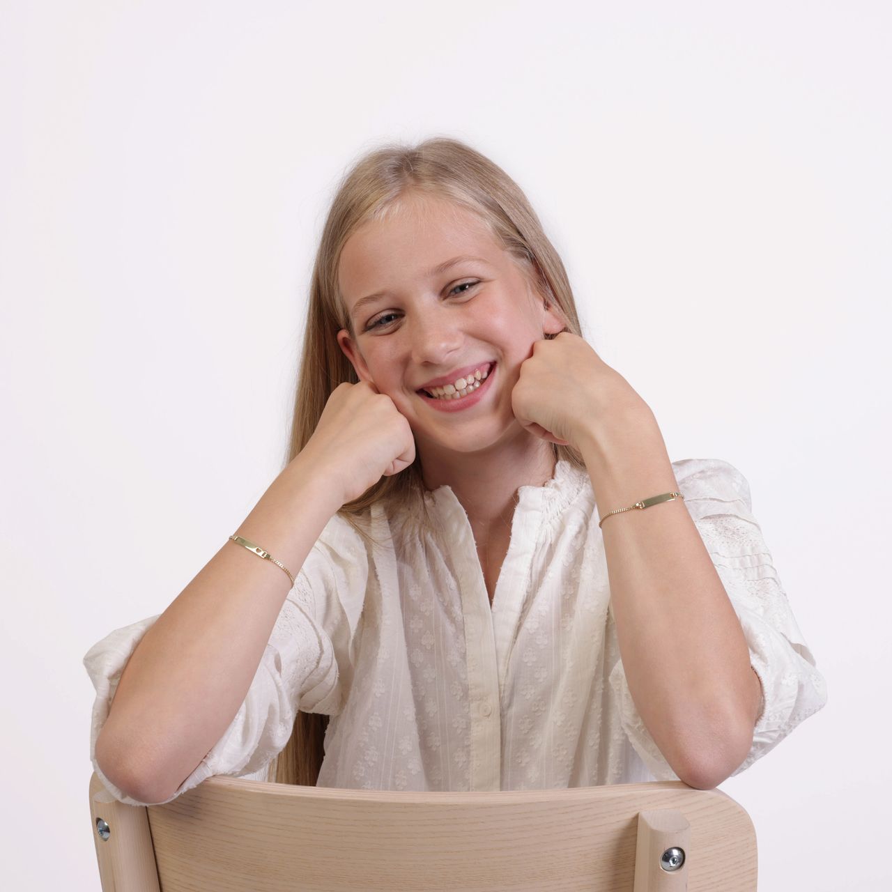 Zilveren goldplated kinderarmband plaat