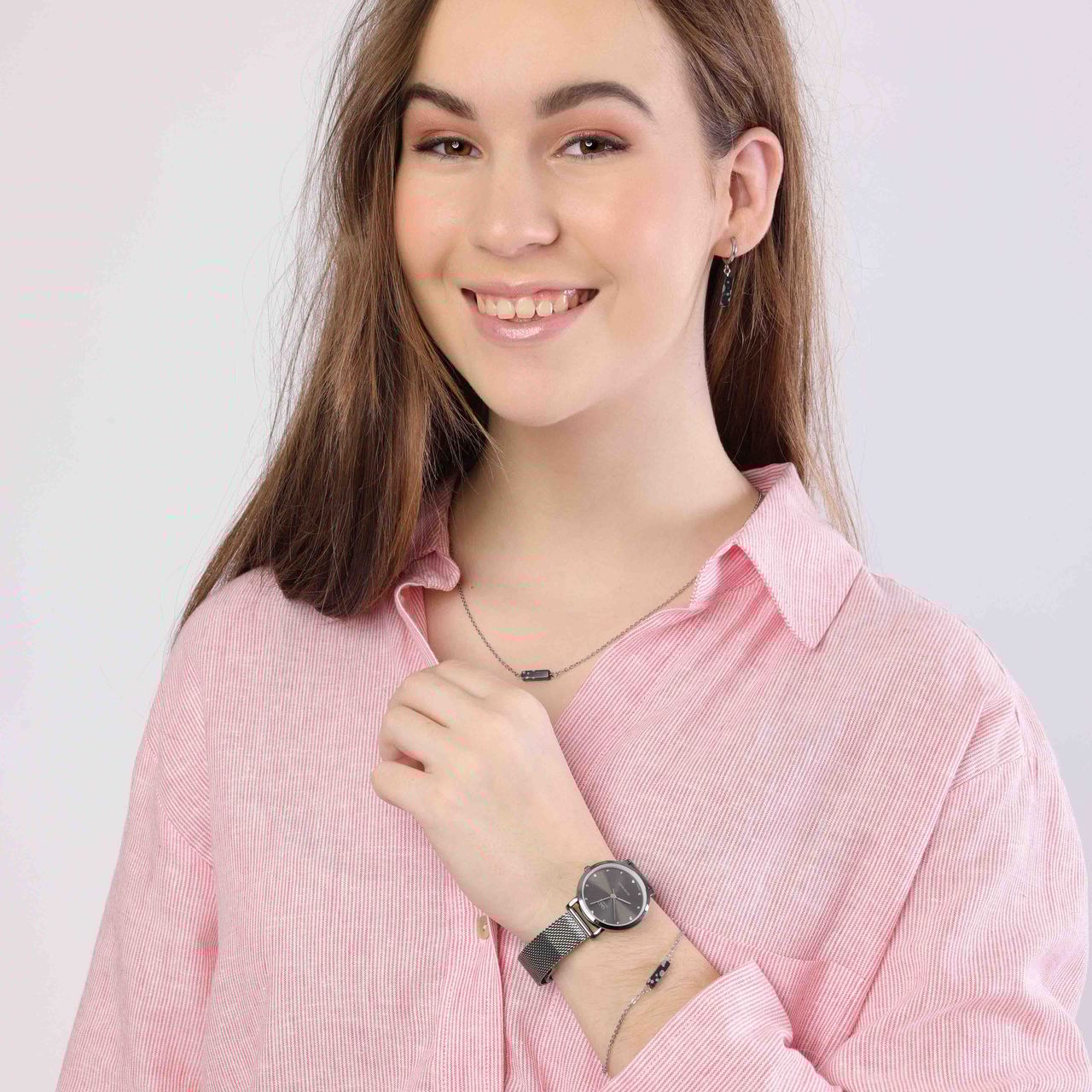 LuLu Jewels stalen oorringen met black jasper voor dames