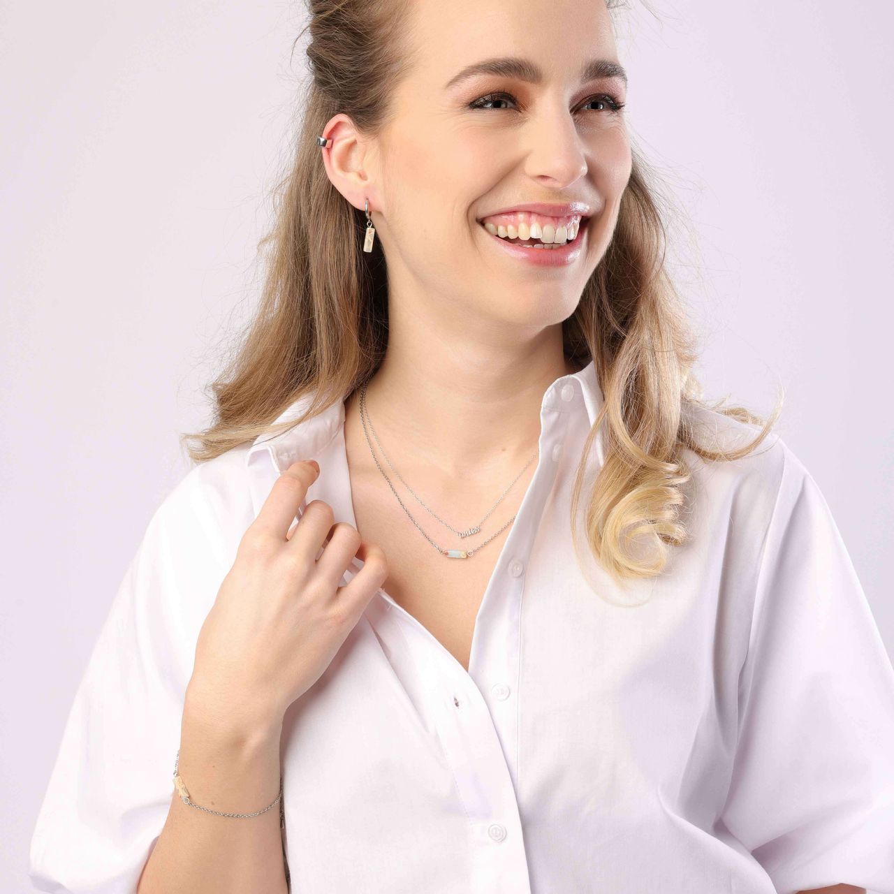 LuLu Jewels stainless steel ketting met light turquoise voor dames