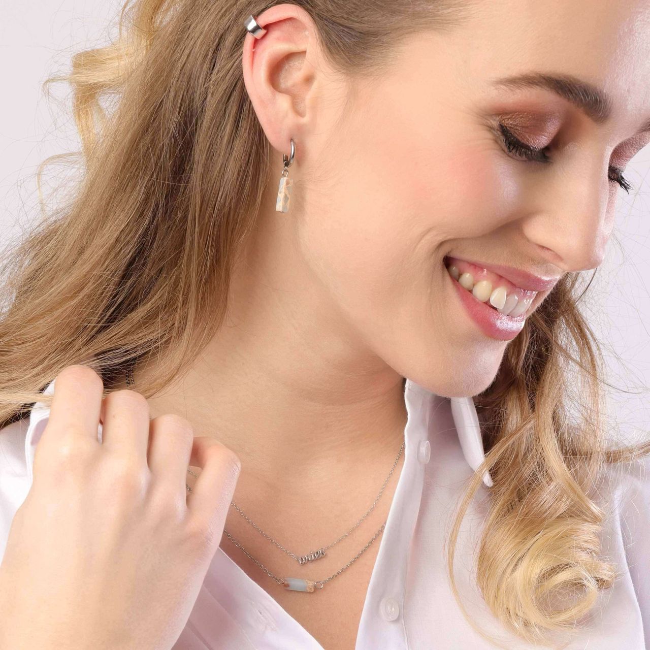 Light Turquoise stalen oorbellen