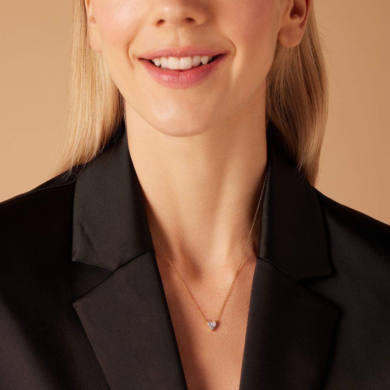 Zilveren goldplated ketting met hanger hart met zirkonia voor dames