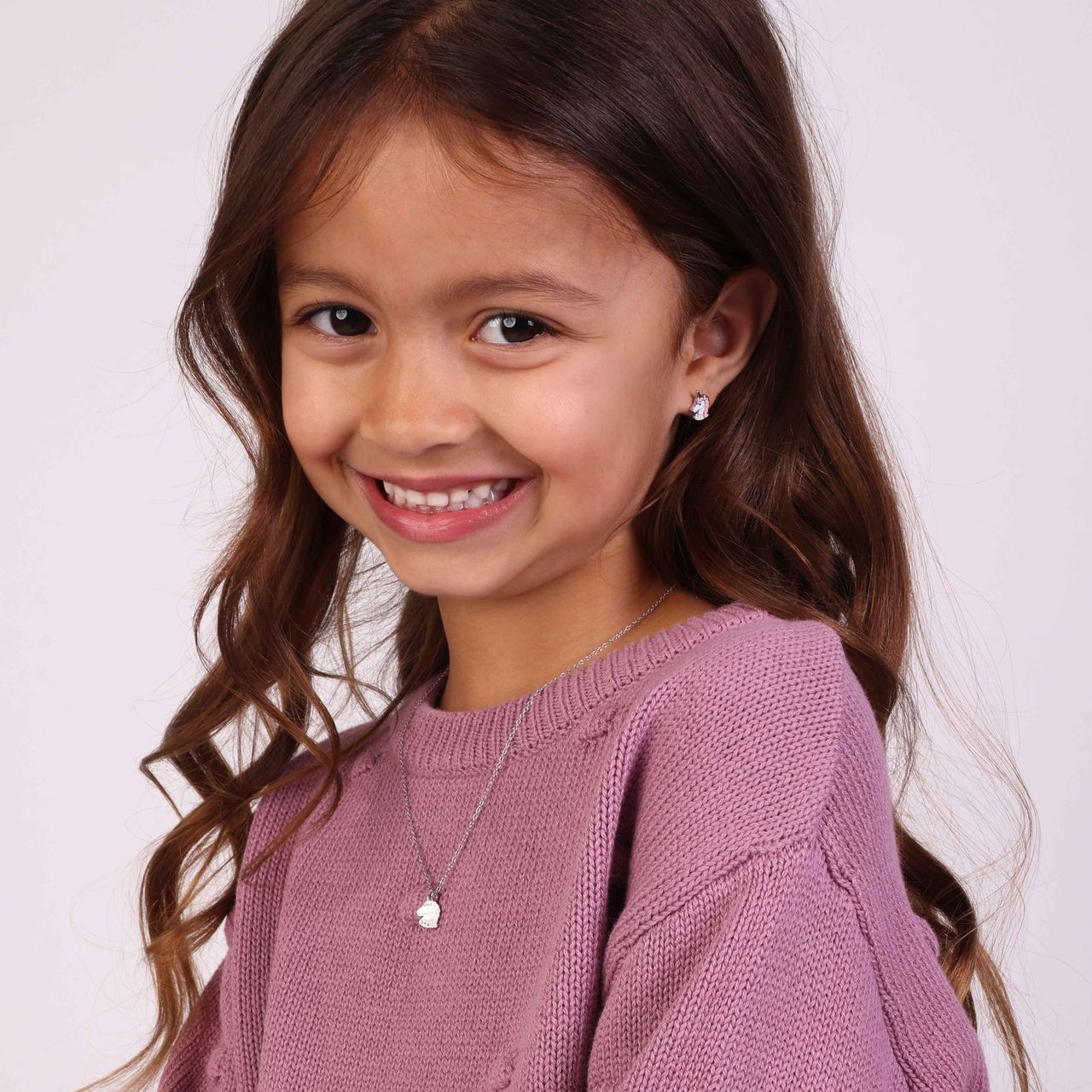 Kinder-Ohrstecker, 925 Silber, Einhorn, Emaille