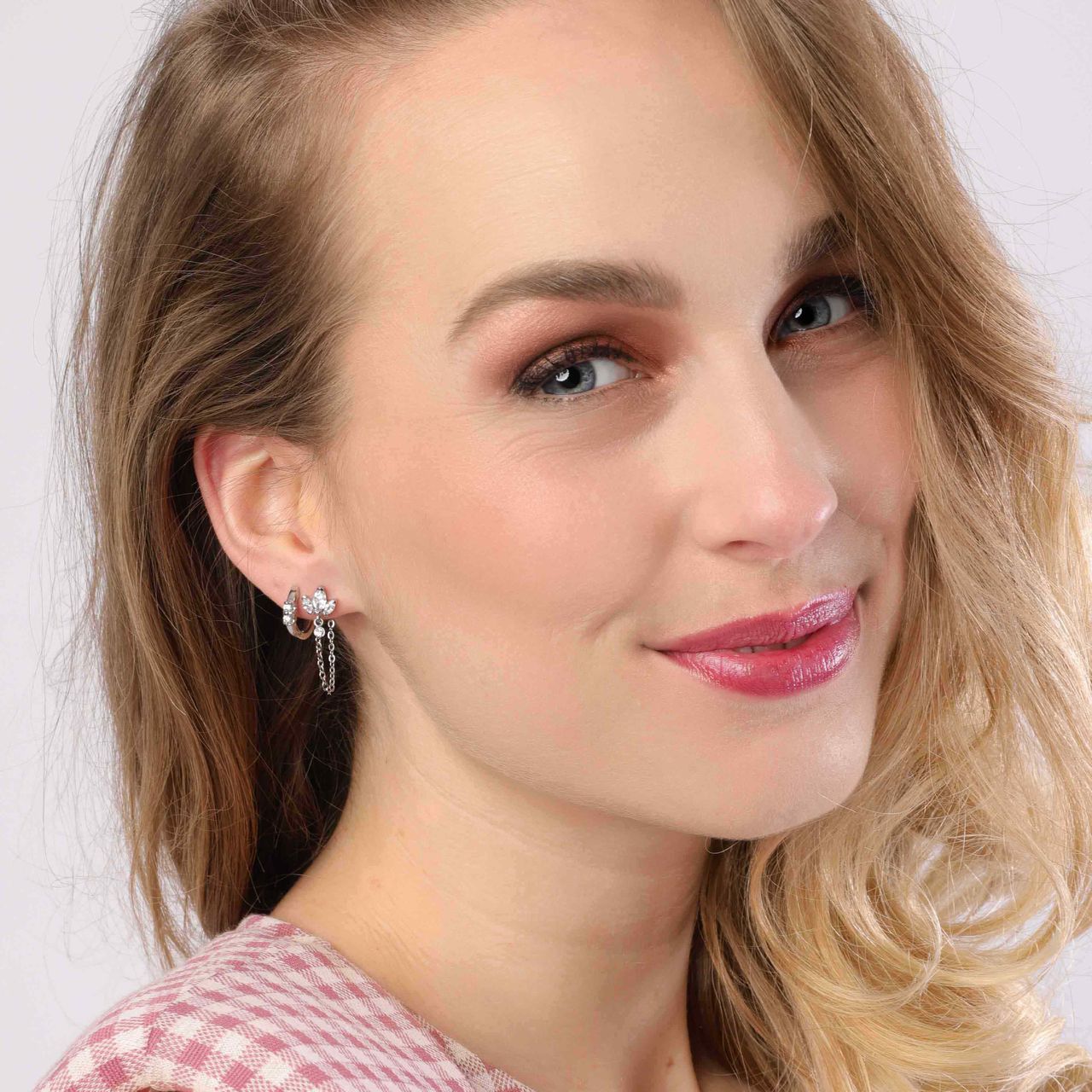Stainless steel oorringen met zirkonia steentjes voor dames