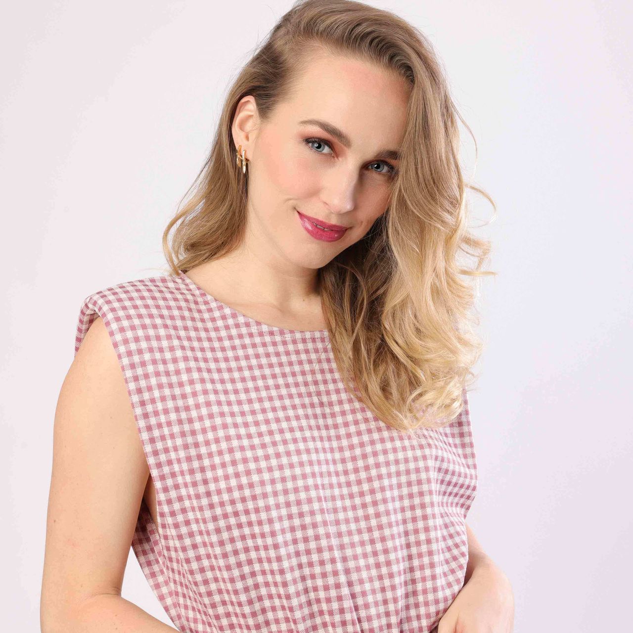 Stalen goldplated oorringen met hanger met zirkonia dames