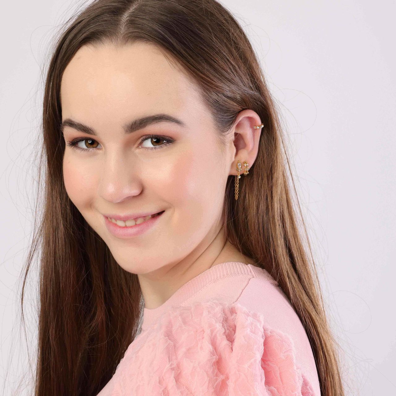 Stalen goldplated oorbellen met zirkonia steentjes