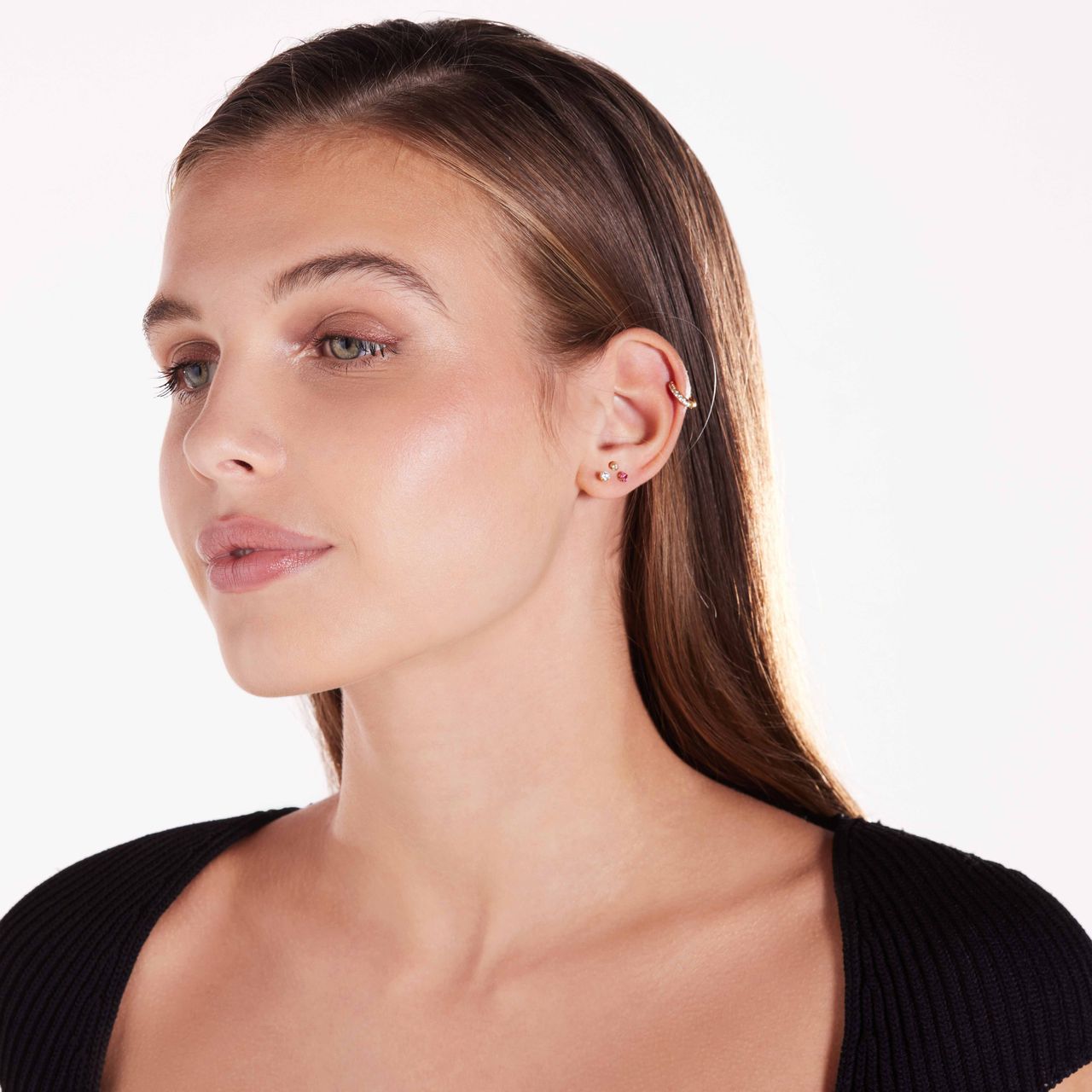 Helix-Piercing, 925 Silber, vergoldet, Zirkonia