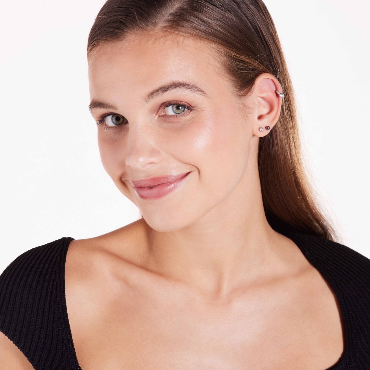 Helix-Piercing, 925 Silber, Zirkonia, rund