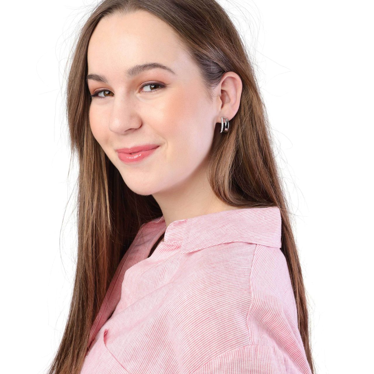 Gerecycleerd stalen oorbellen met kristallen