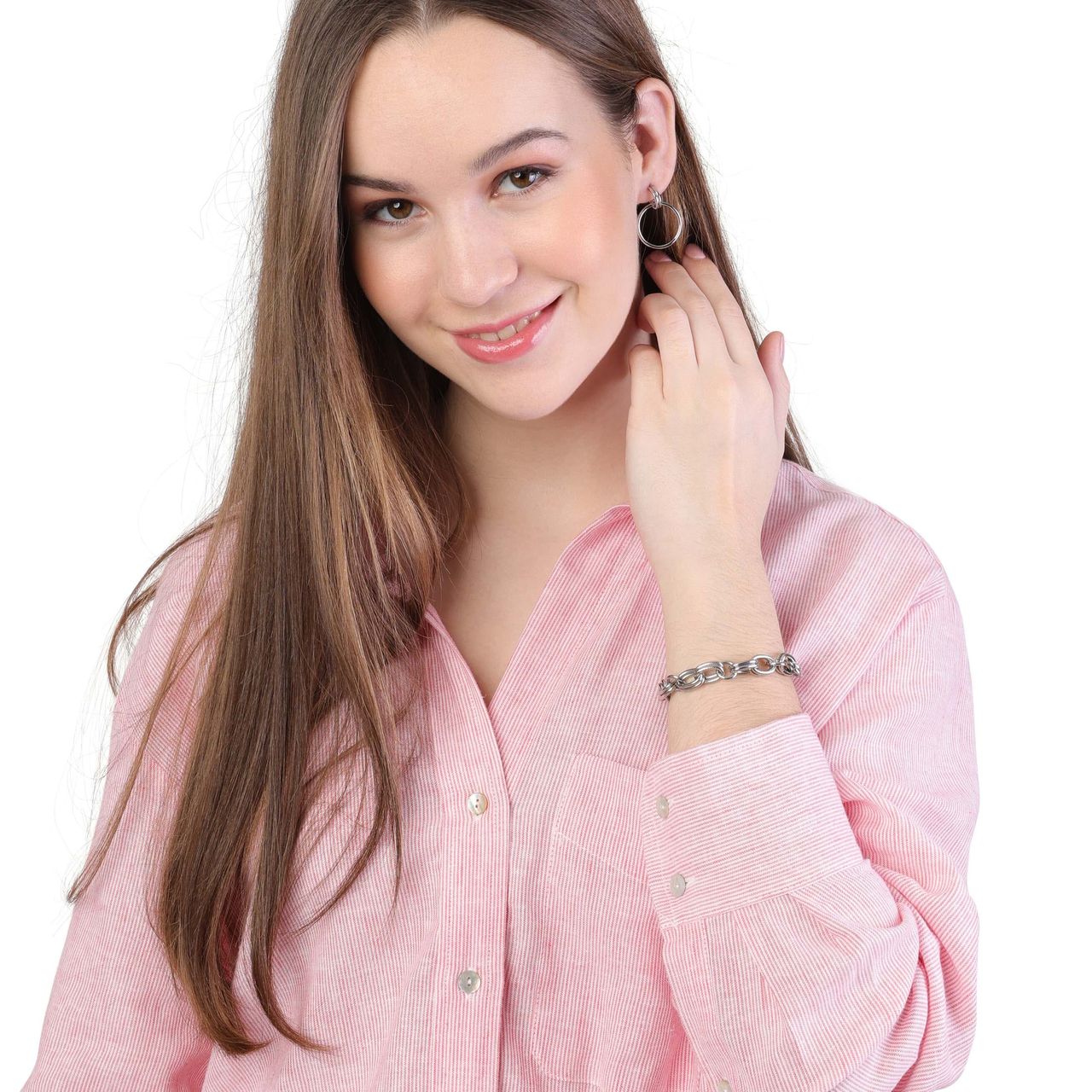 Gerecycleerd stalen oorbellen met cirkel