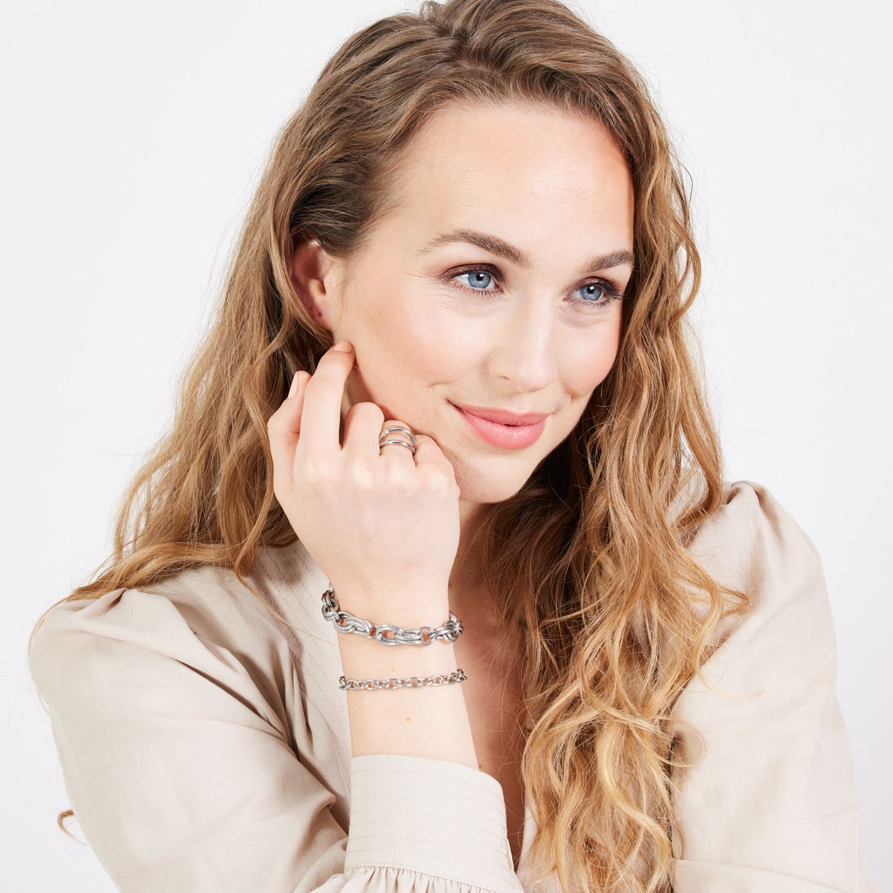 Stainless steel armband met ovale schakels