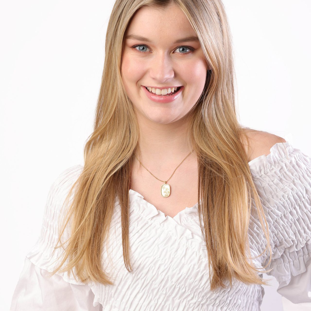 Stalen goldplated ketting met hanger bloemen