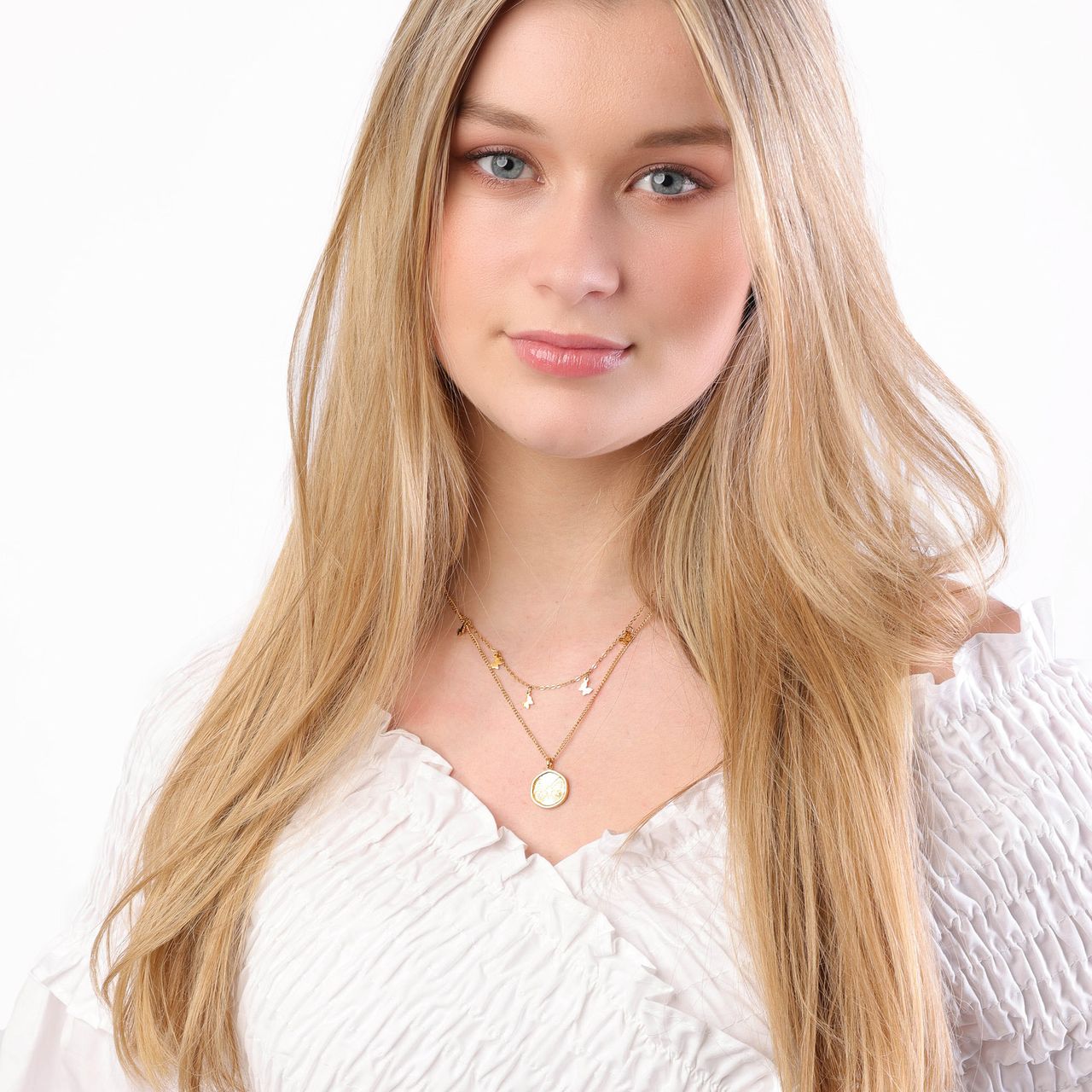 Stalen goldplated ketting met hanger vlinder