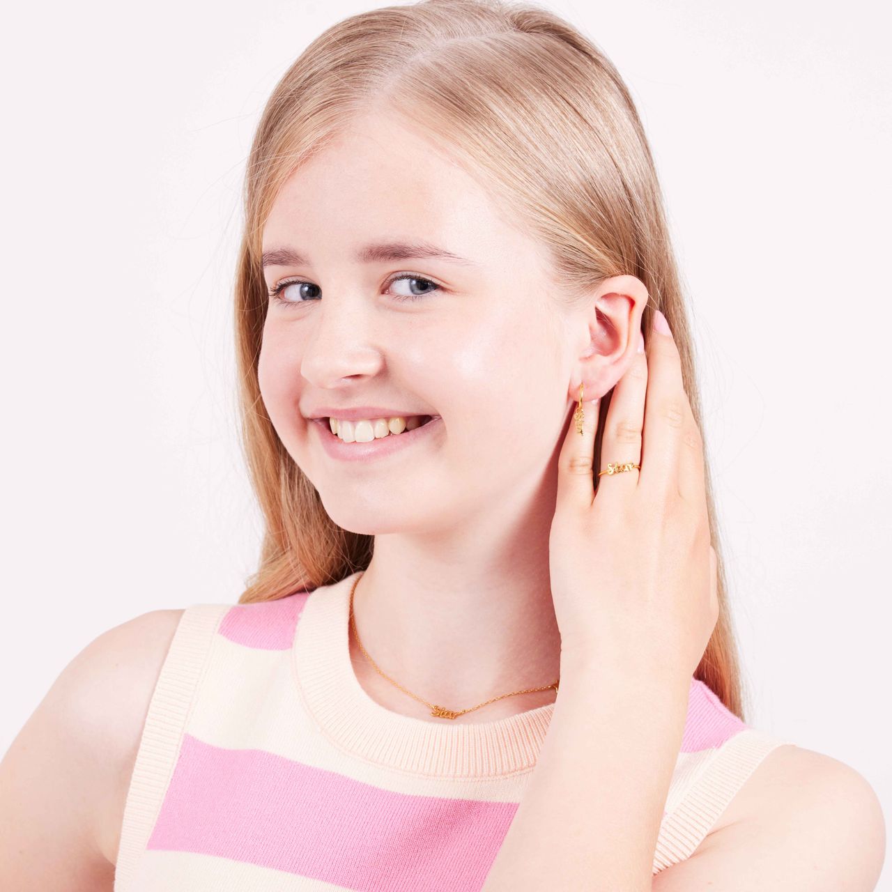 Zilveren goldplated oorringen met hanger star