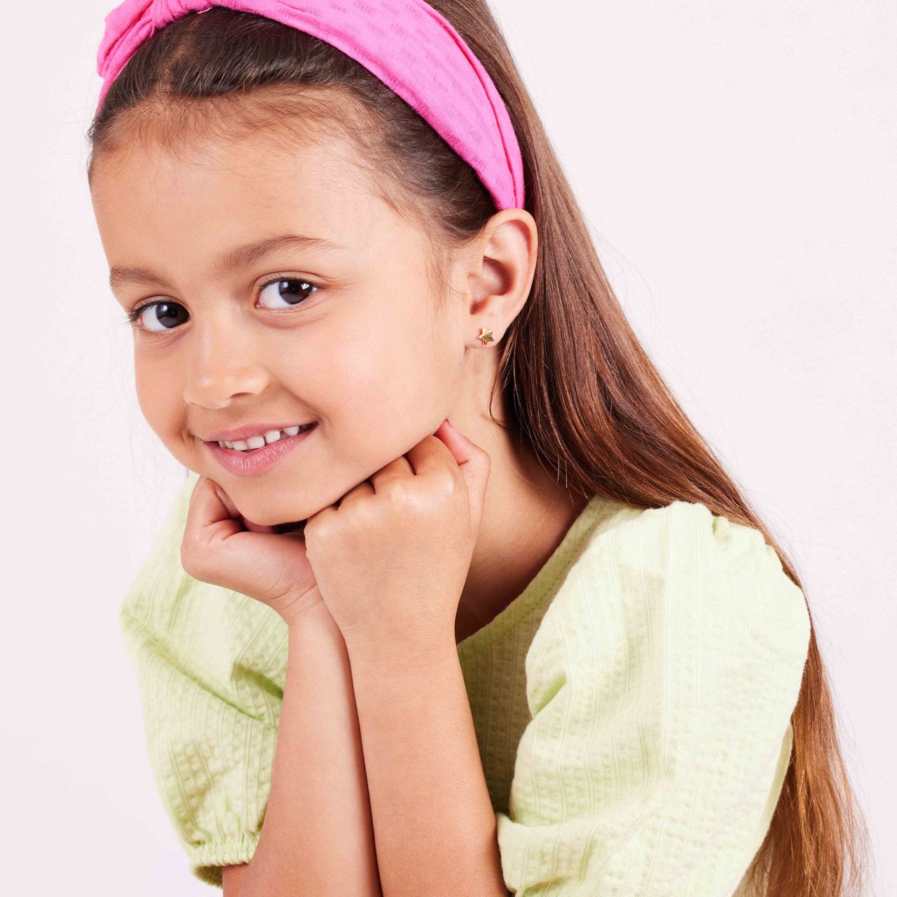 Zilveren goldplated oorknop star