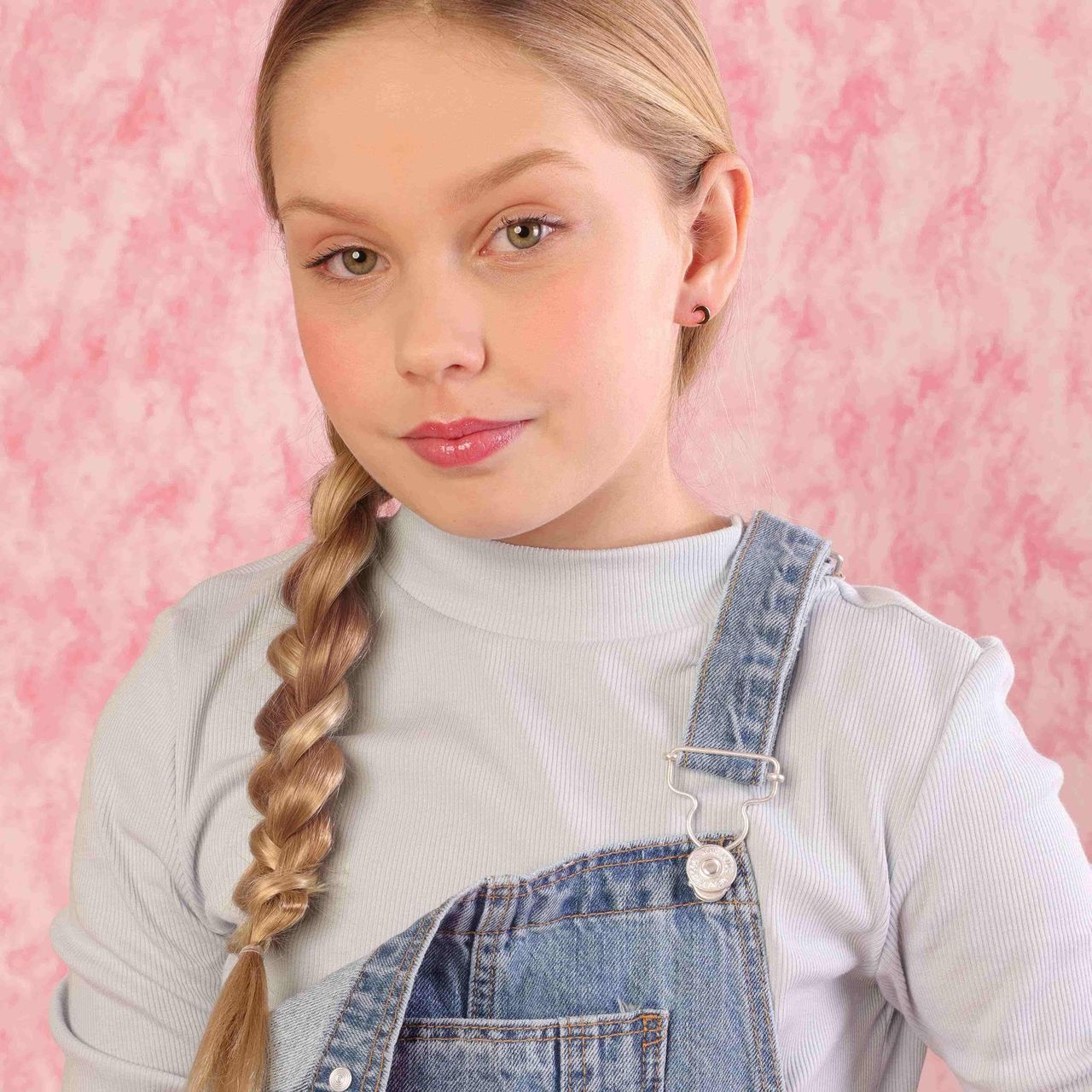 Zilveren goldplated oorknop moon