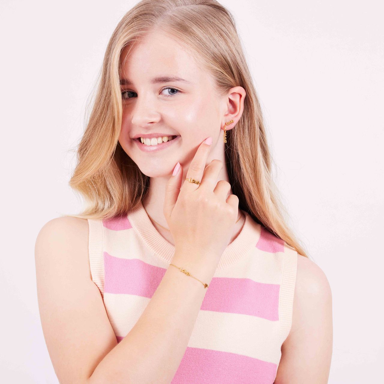 Zilveren goldplated ring heart-love
