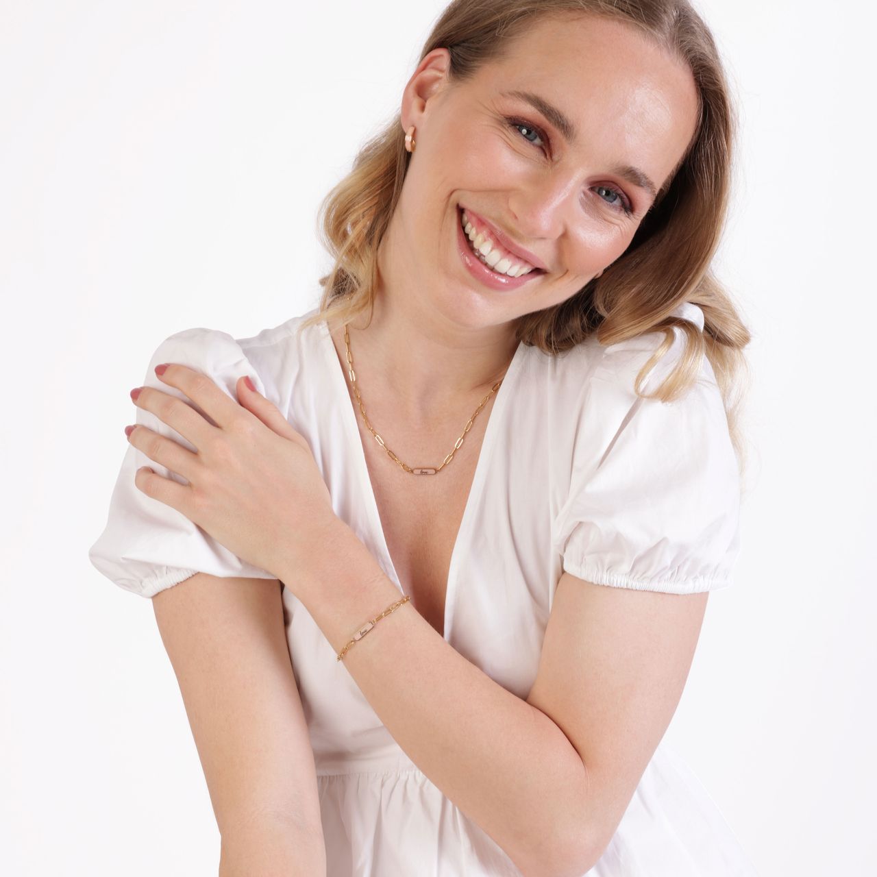 Stalen goldplated ketting met hanger love voor dames