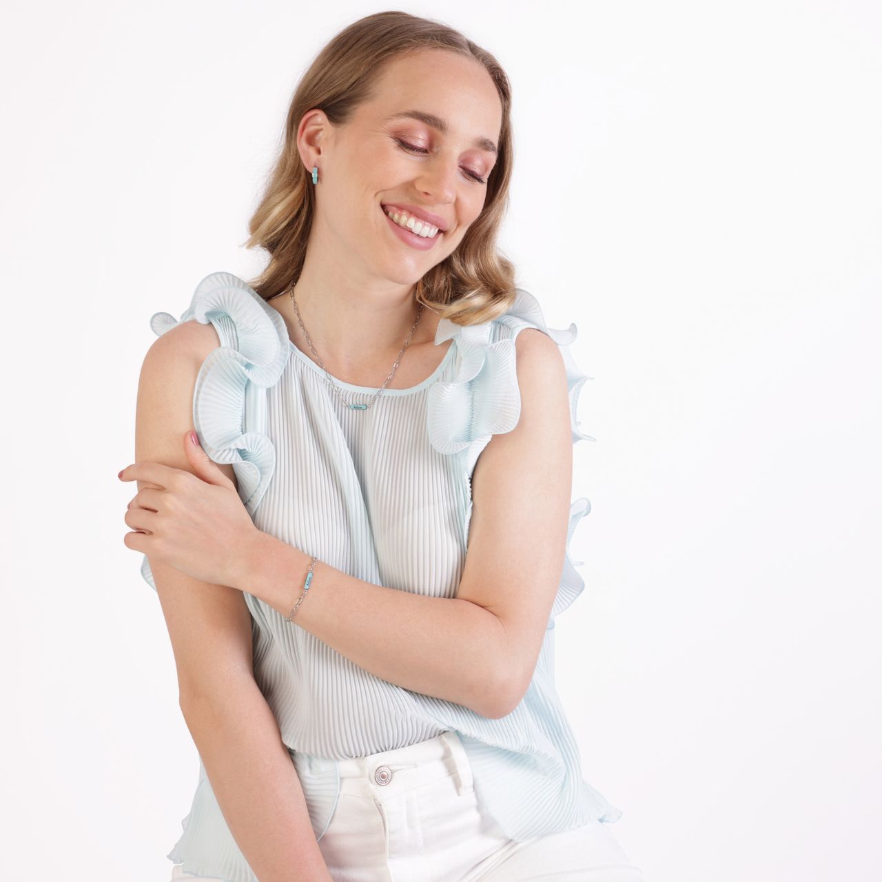 Stalen oorringen emaille mint voor dames