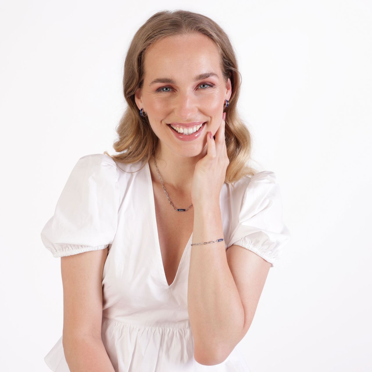 Stainless steel ketting dream emaille blauw voor dames