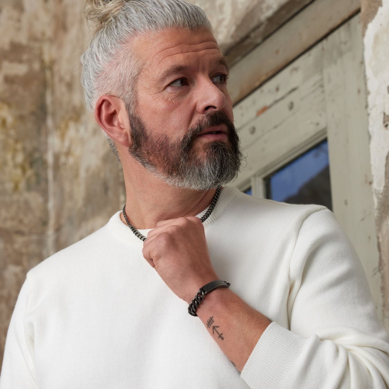 Gerecycled stainless steel herenketting gourmetschakel