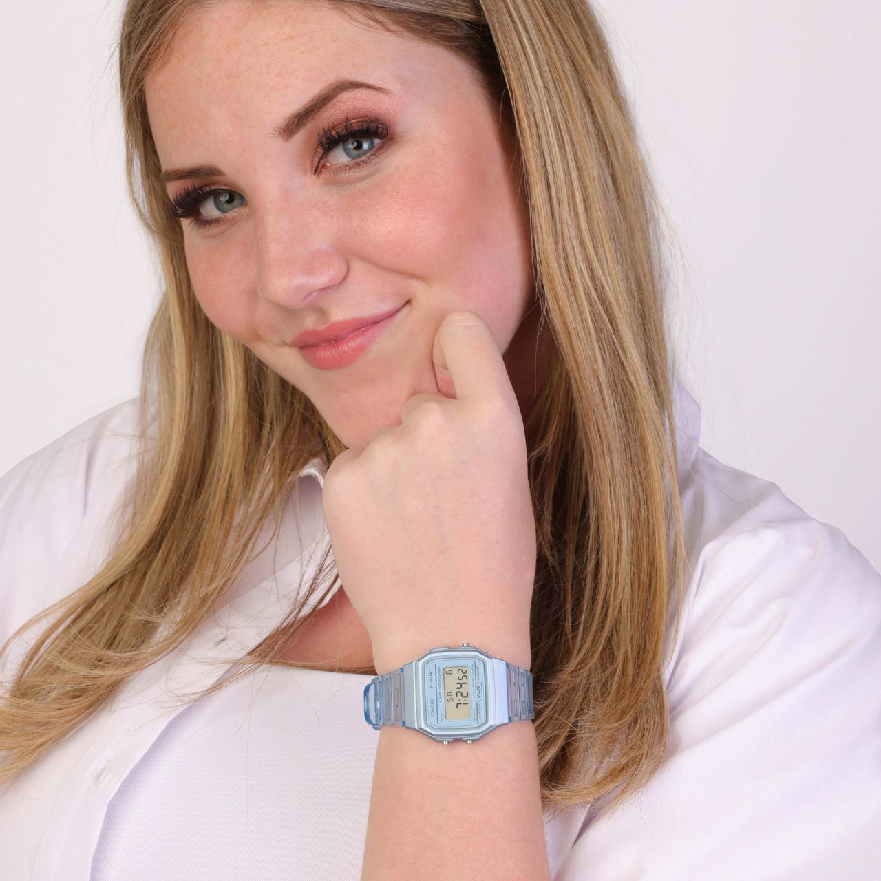 CASIO COLLECTION, blau, transparent F-91WS-2EF