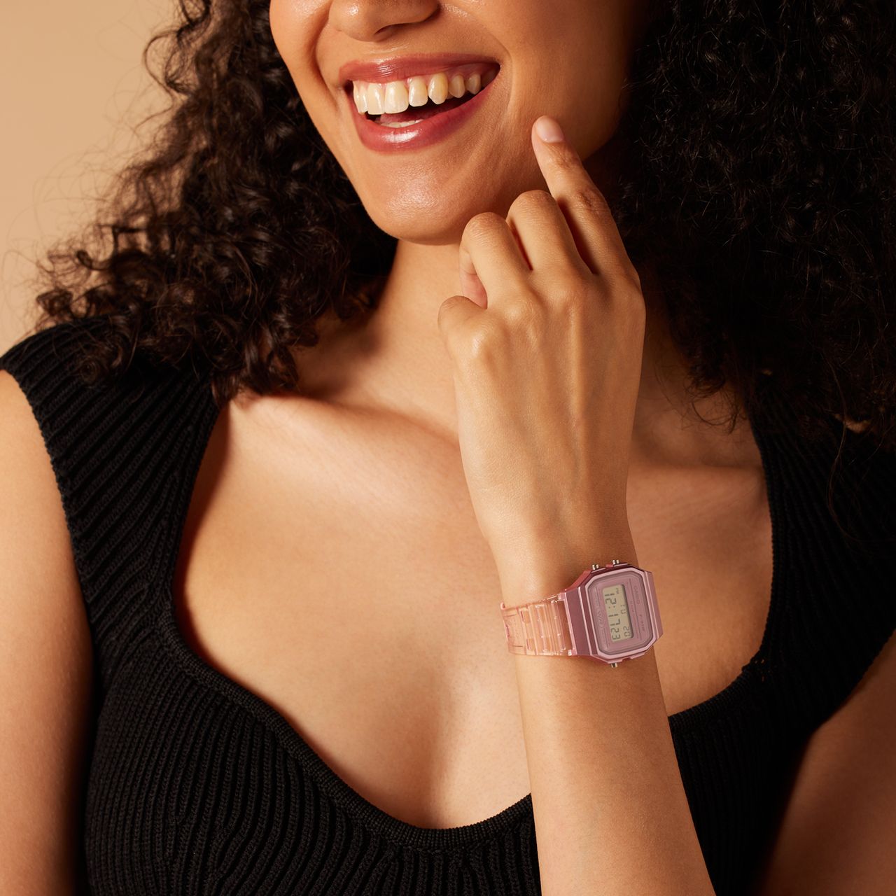 CASIO COLLECTION, rosa, transparent F-91WS-4EF