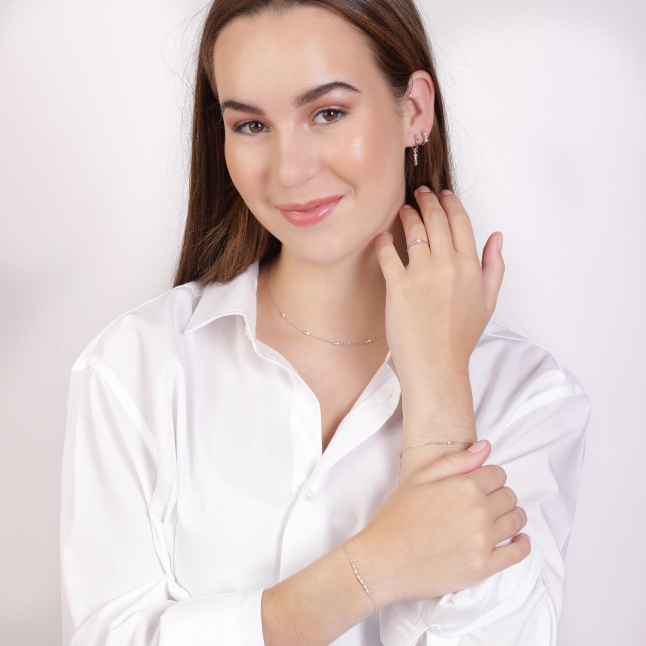 Ohrringe, 925 Silber, mit Anhänger, Süßwasserperle und Kügelchen